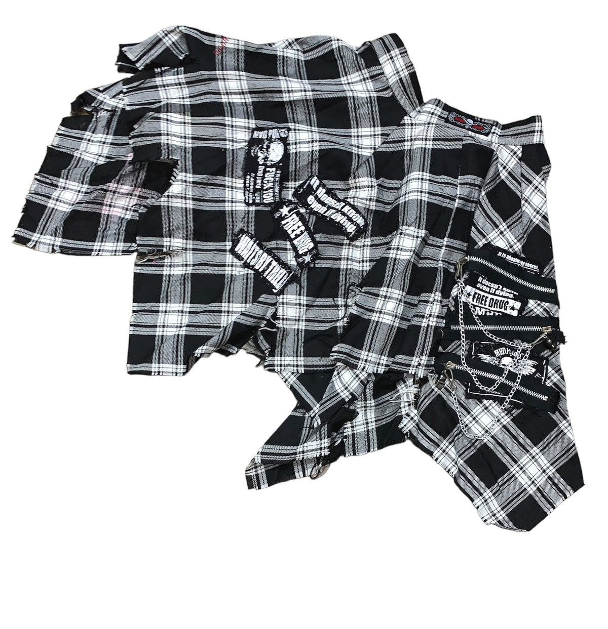 Fashion Victim MAD PUNKS Black Tartan Flowered Skirts Size 24" / US 00 / IT 34 - 8 Thumbnail