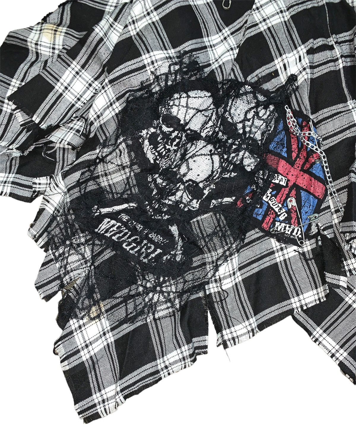 Fashion Victim MAD PUNKS Black Tartan Flowered Skirts Size 24" / US 00 / IT 34 - 2 Thumbnail
