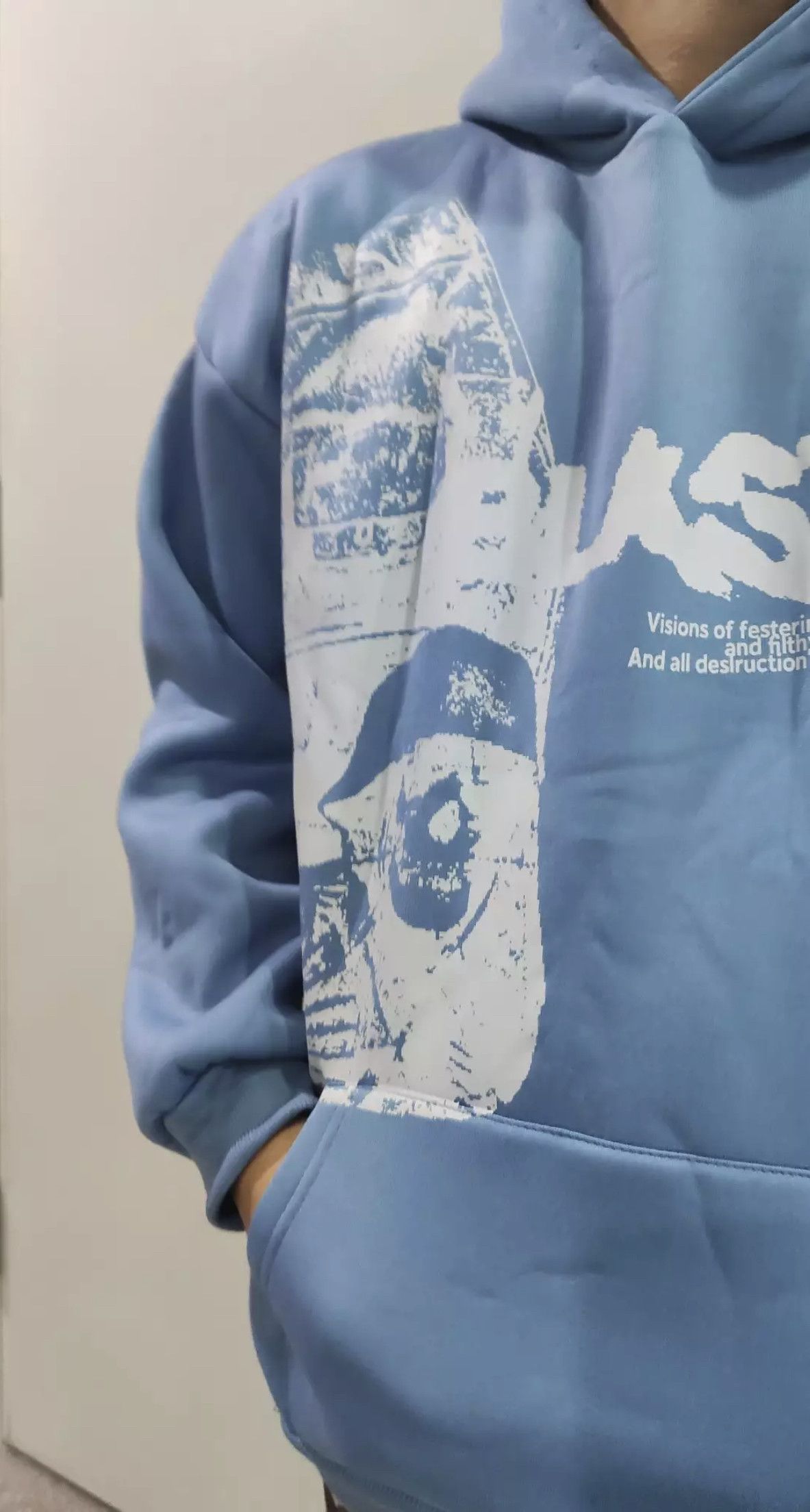 Japanese Brand Blue Color Alphabet Blast Print Hoodie Size US M / EU 48-50 / 2 - 4 Thumbnail