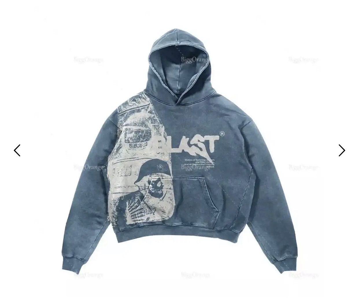 Japanese Brand Blue Color Alphabet Blast Print Hoodie Size US M / EU 48-50 / 2 - 1 Thumbnail