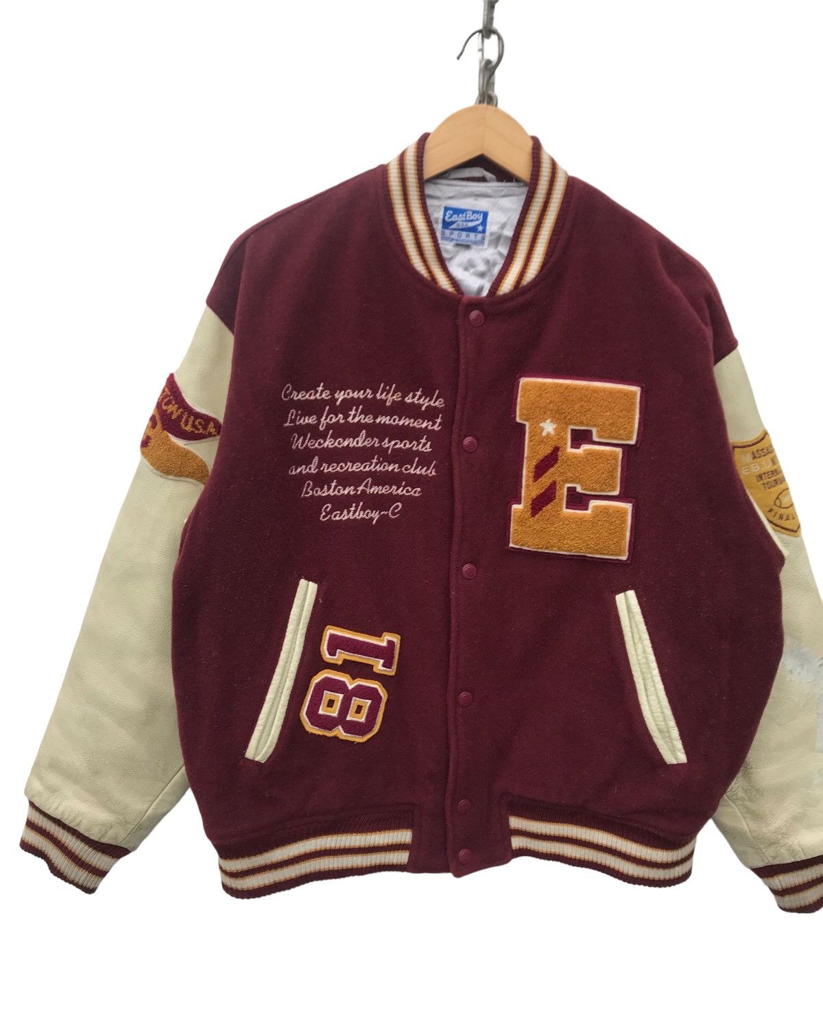 Vintage Vintage East Boy Varsity Jacket Streetwear Fashion Jacket Size US L / EU 52-54 / 3 - 3 Thumbnail