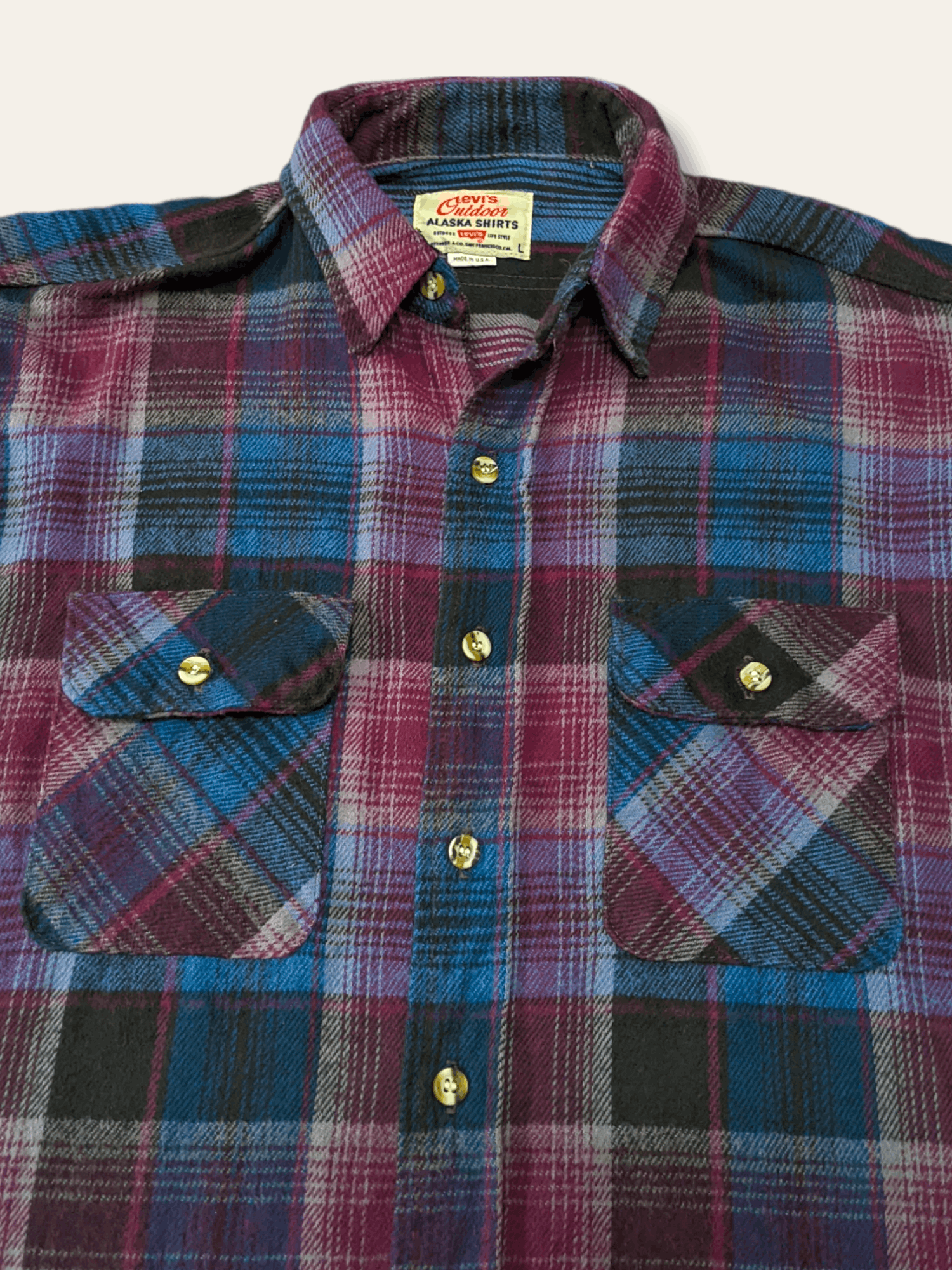 Levi's × Vintage Vintage 90s Levis Alaska Outdoor Made in USA Flannel Shirt Size US L / EU 52-54 / 3 - 5 Thumbnail