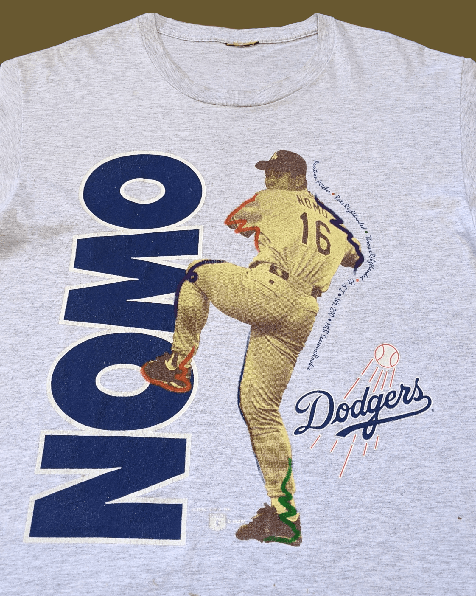 MLB × Vintage Vintage 90s Nutmeg Hideo Nomo LA Dodgers T shirt Size US L / EU 52-54 / 3 - 1 Thumbnail