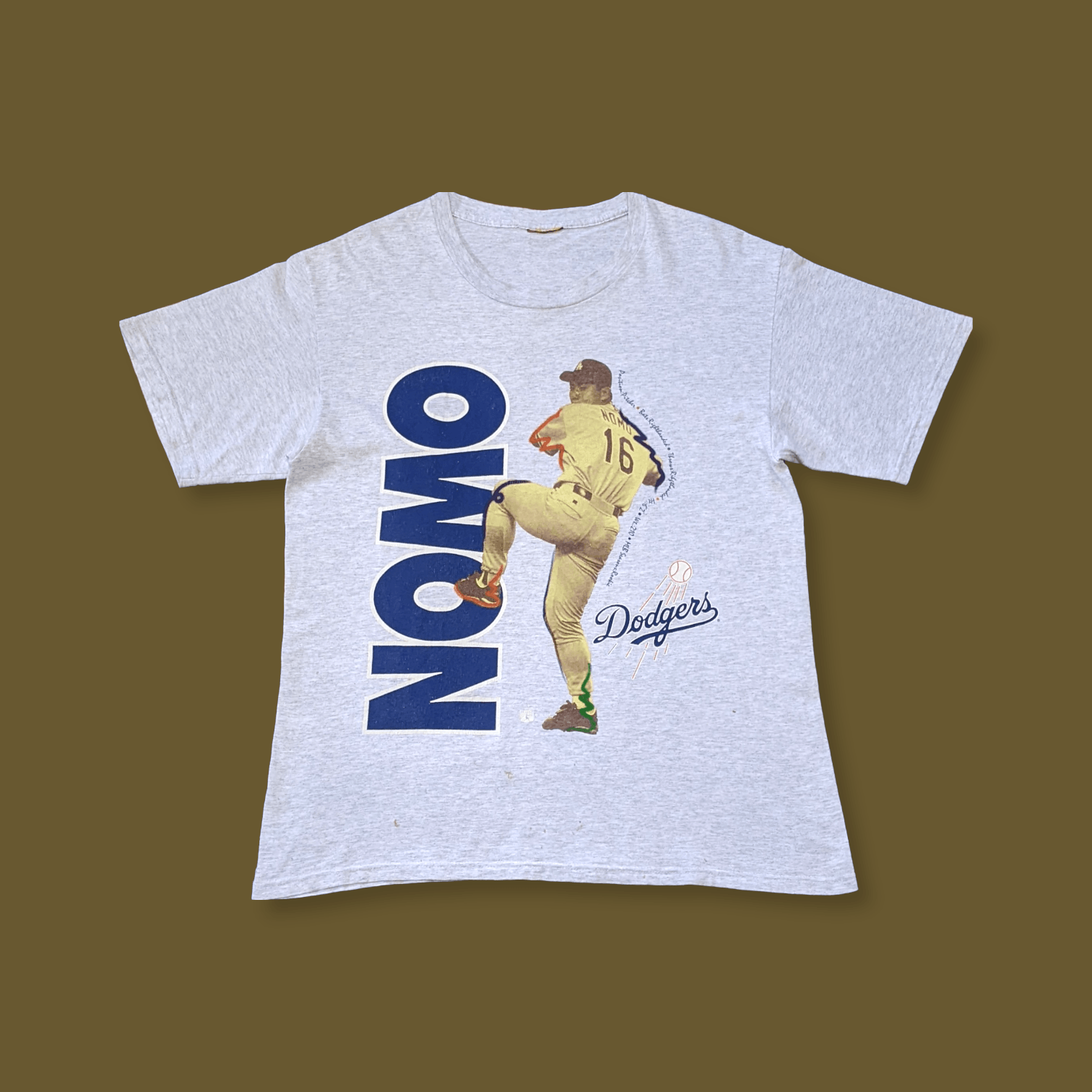 MLB × Vintage Vintage 90s Nutmeg Hideo Nomo LA Dodgers T shirt Size US L / EU 52-54 / 3 - 2 Thumbnail