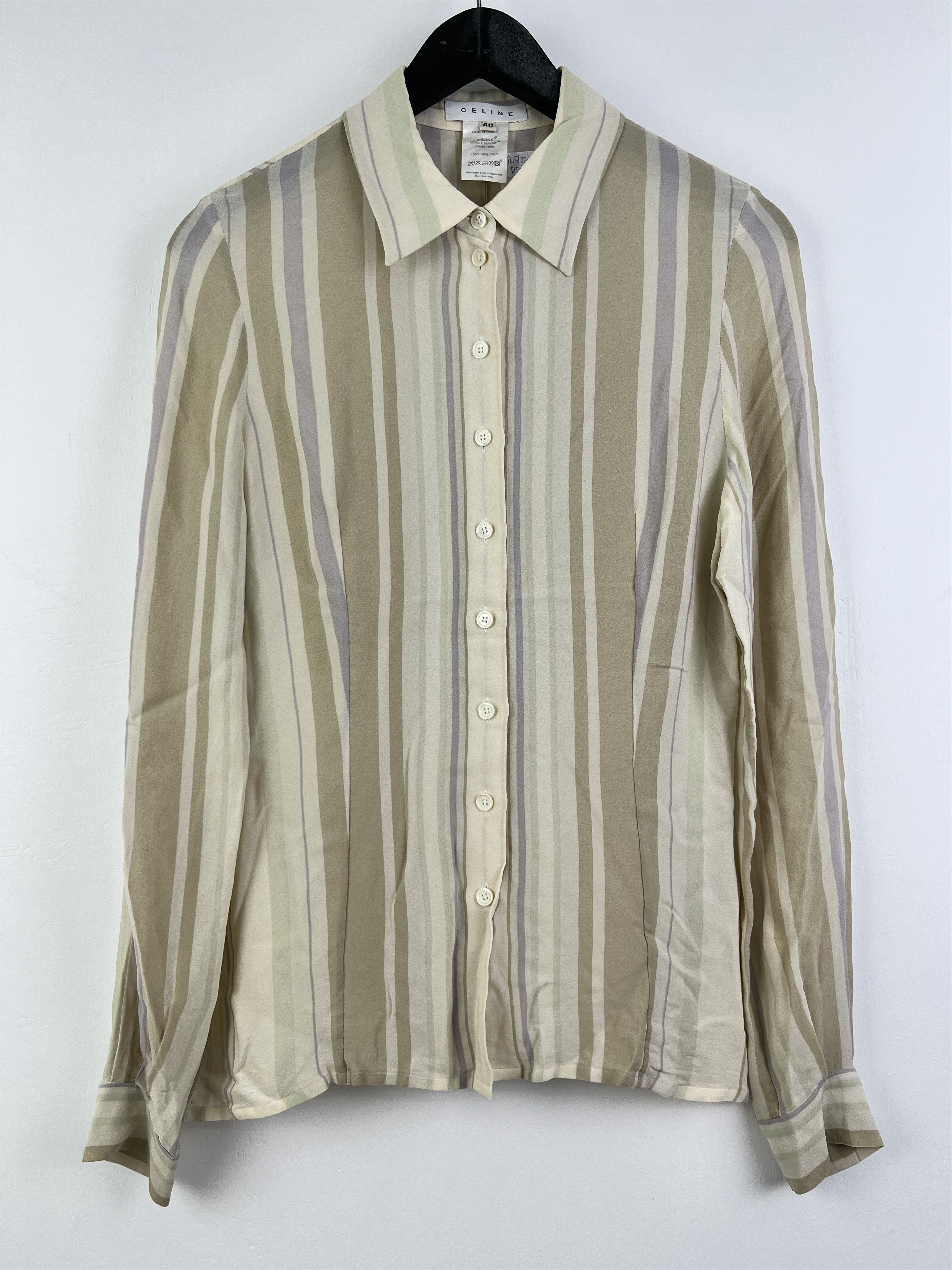 Celine CELINE Silk Striped Buttons-Up Shirt (40) GTMPT036 Size M / US 6-8 / IT 42-44 - 1 Thumbnail