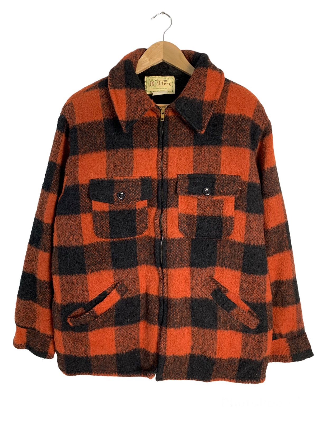 Vintage Vintage Melton Plaid Wool Jacket Size US L / EU 52-54 / 3 - 1 Thumbnail