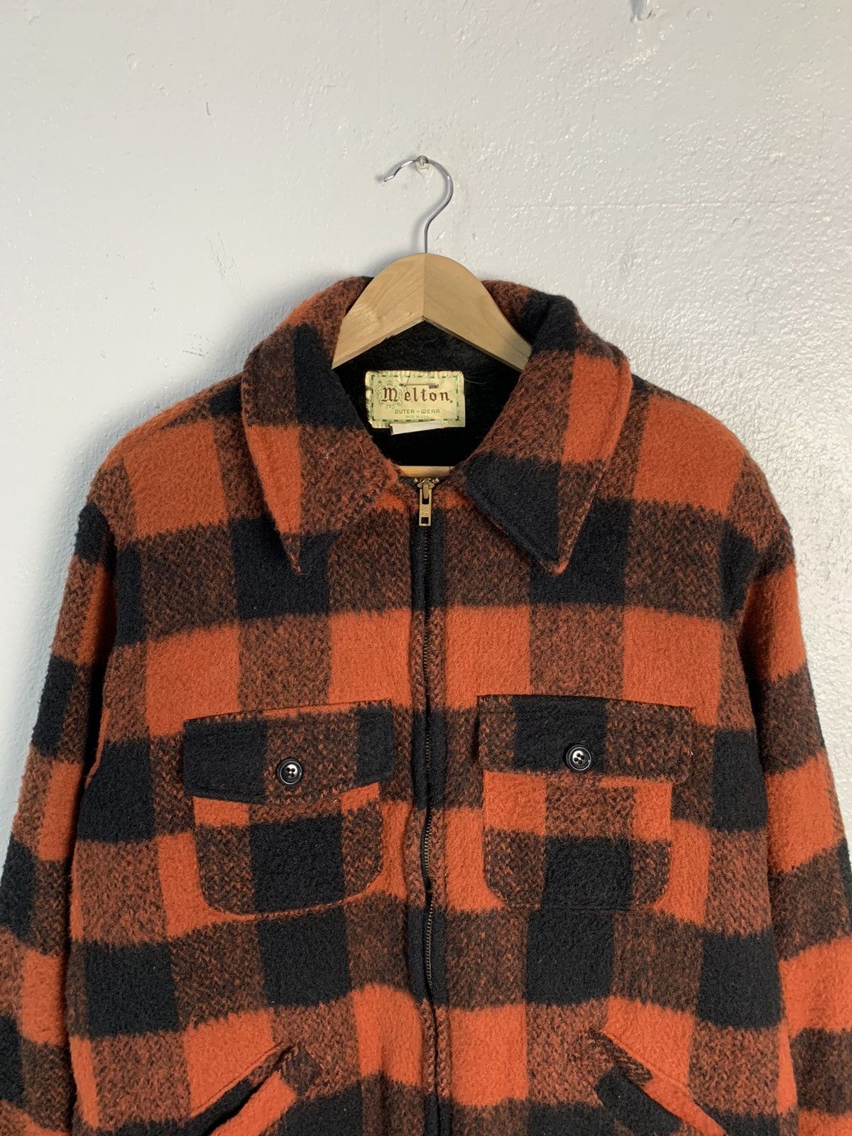 Vintage Vintage Melton Plaid Wool Jacket Size US L / EU 52-54 / 3 - 4 Thumbnail