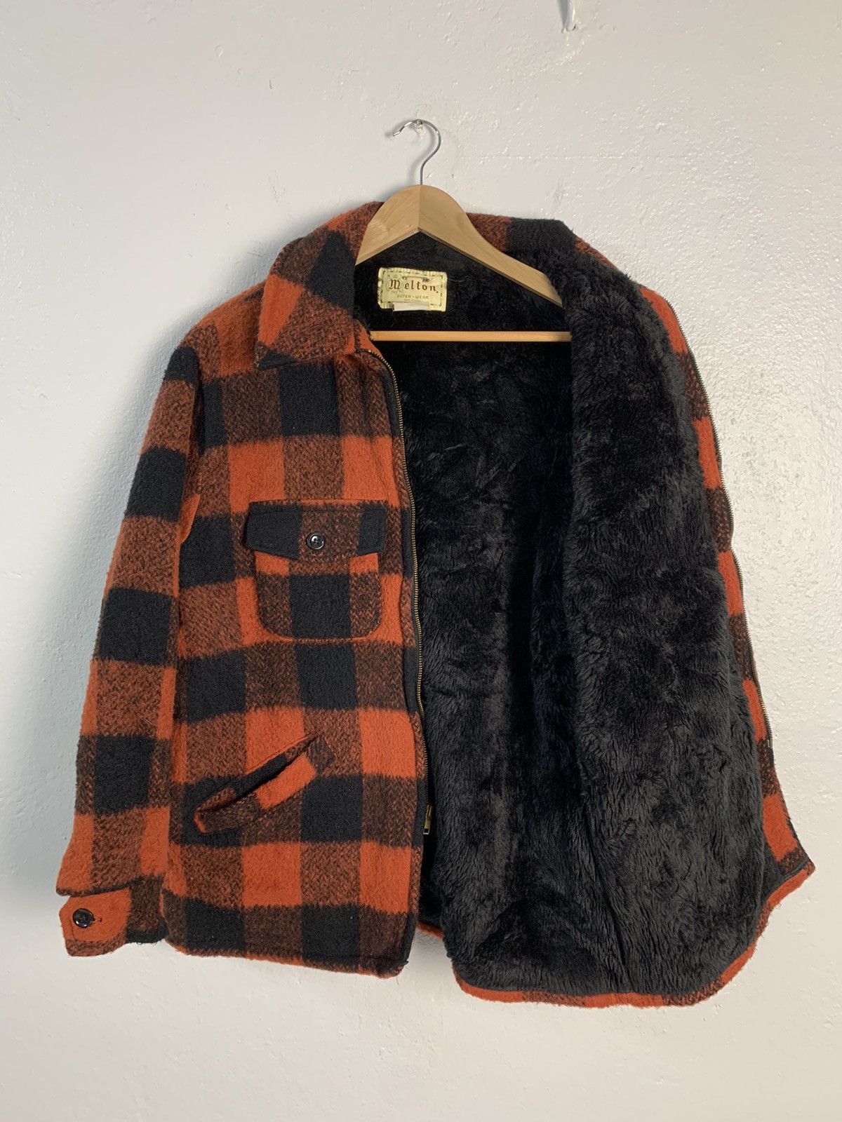 Vintage Vintage Melton Plaid Wool Jacket Size US L / EU 52-54 / 3 - 6 Thumbnail