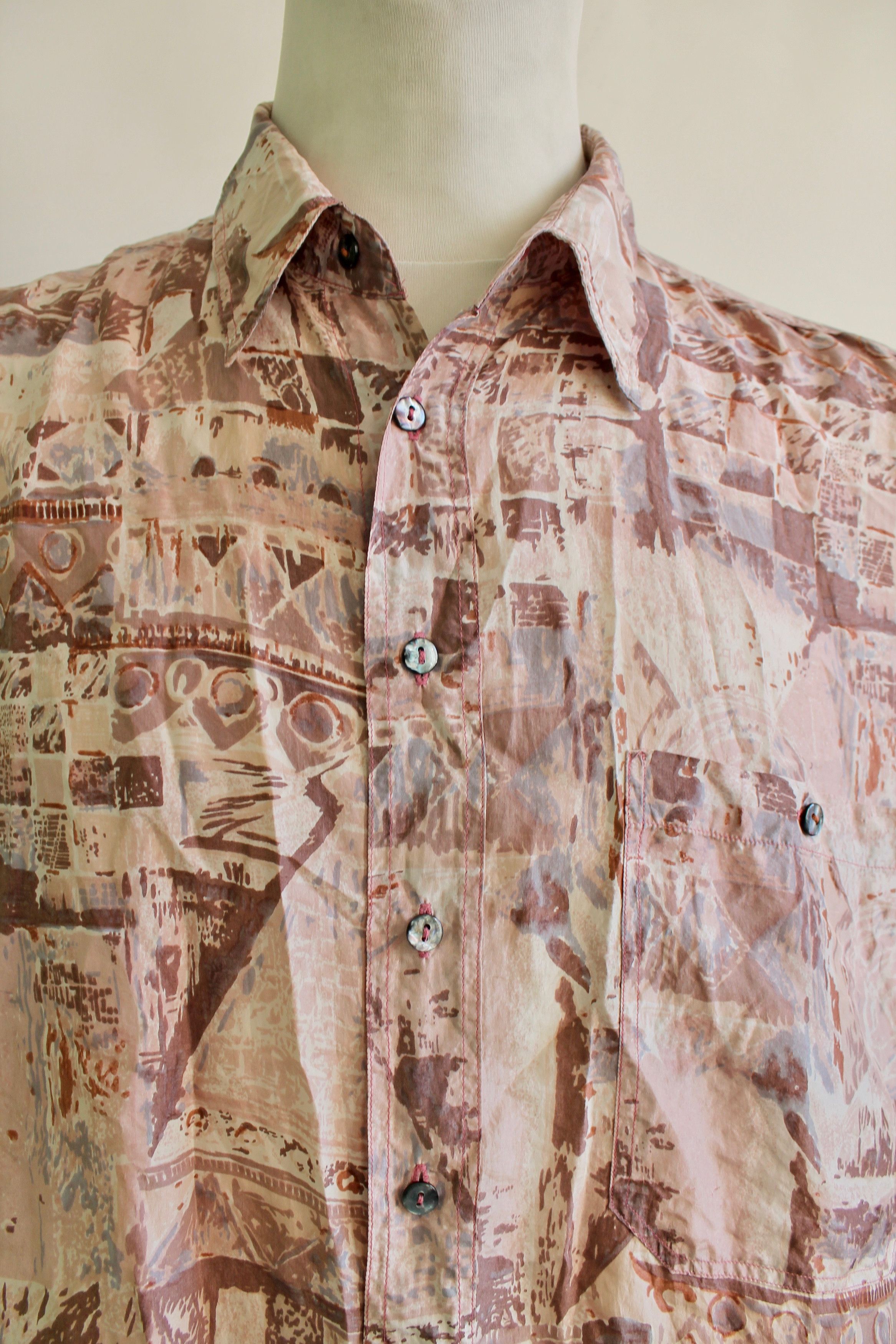 Other 90's Vintage Avant Garde 100% PURE Silk Abstract Shirt Size US L / EU 52-54 / 3 - 2 Thumbnail