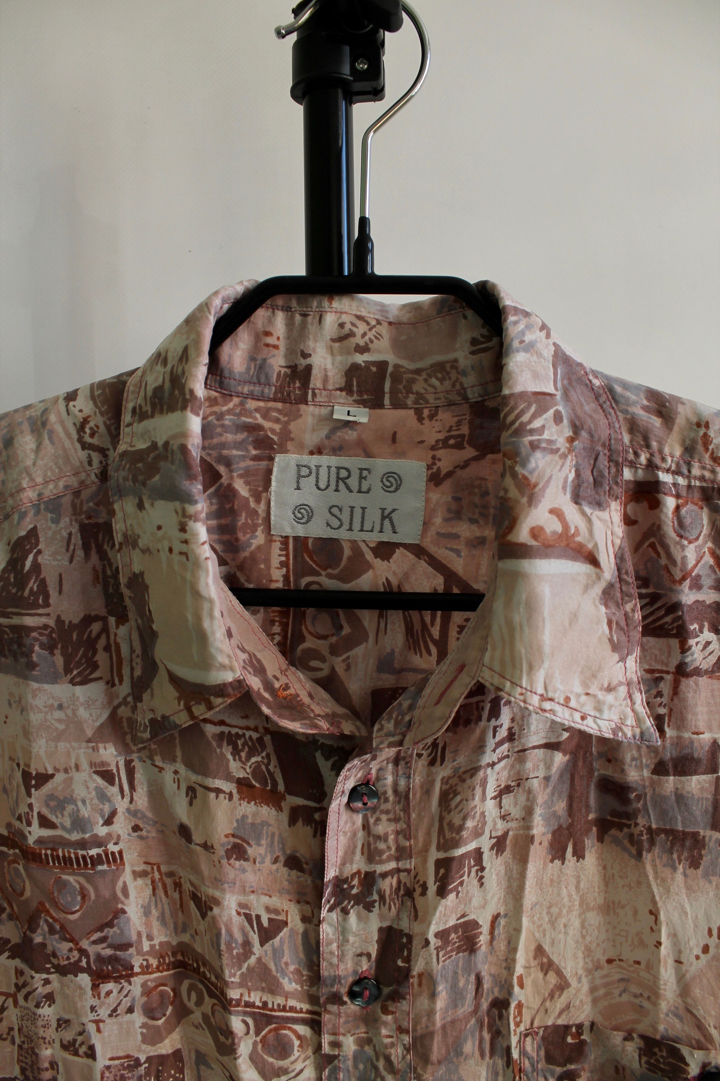Other 90's Vintage Avant Garde 100% PURE Silk Abstract Shirt Size US L / EU 52-54 / 3 - 5 Thumbnail