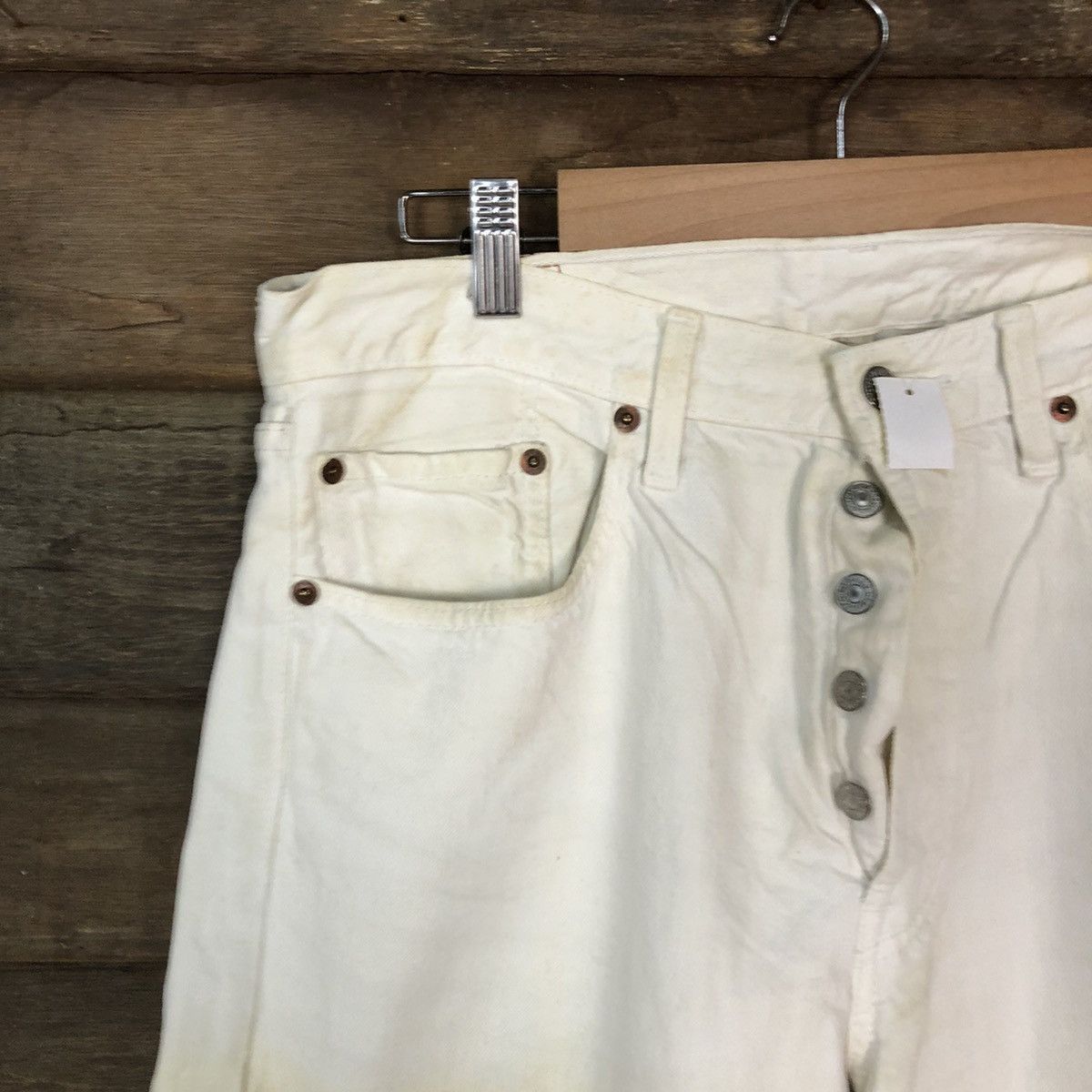 Levi's 501 Levis White vintage jeans Denim Pants #4538 Size US 32 / EU 48 - 4 Thumbnail