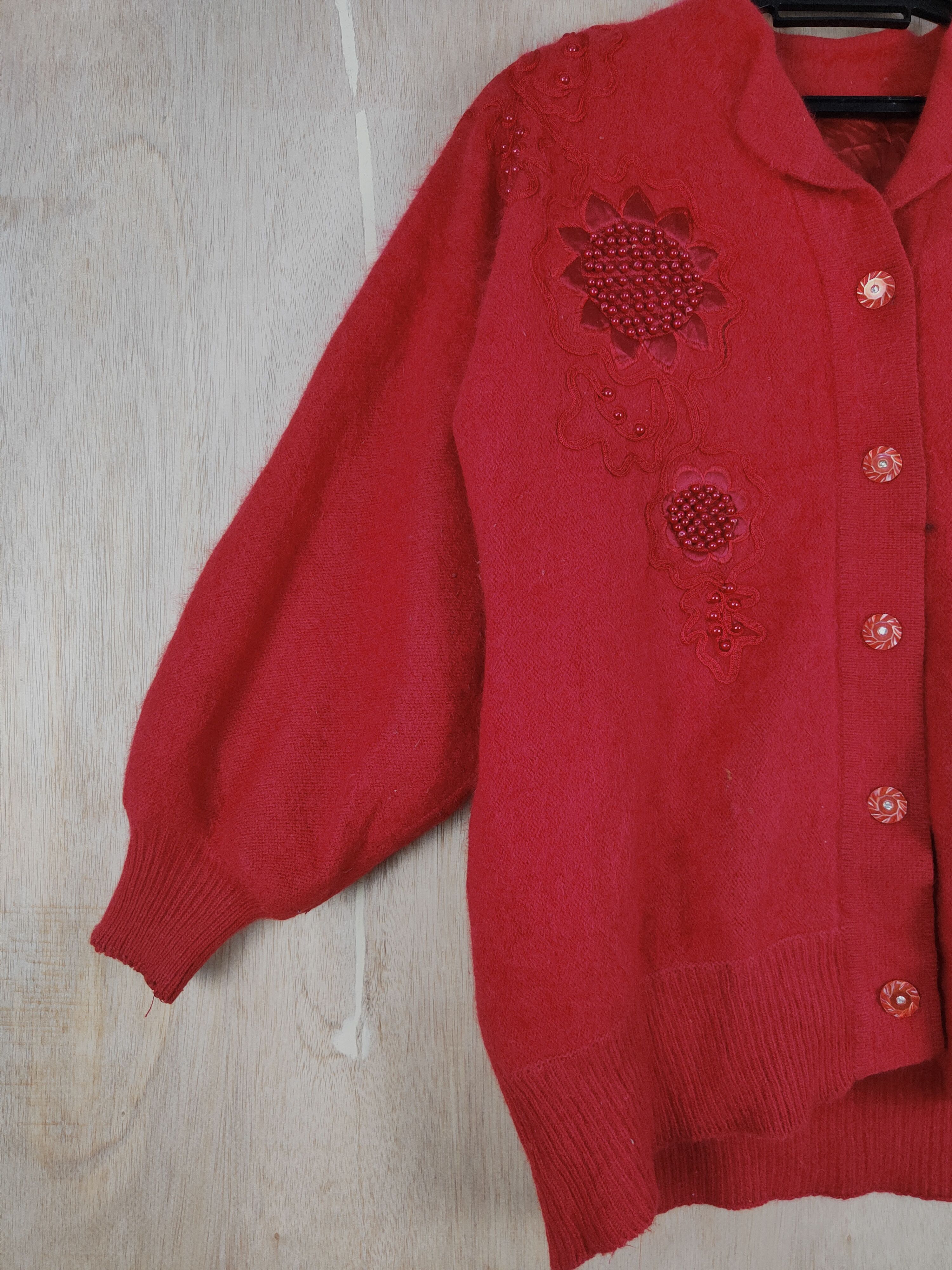 Homespun Knitwear × Japanese Brand Japanese Brand Red Cardigan knitwear #S299 Size L / US 10 / IT 46 - 3 Thumbnail