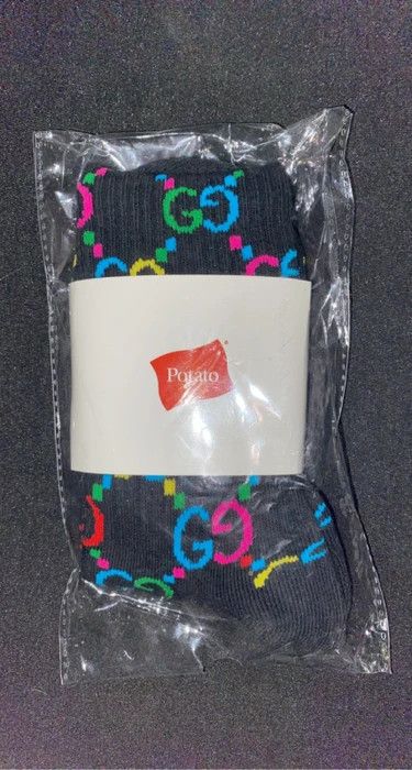 Imran Potato - Black/Rainbow 'Gucci' Knit Socks – eluXive