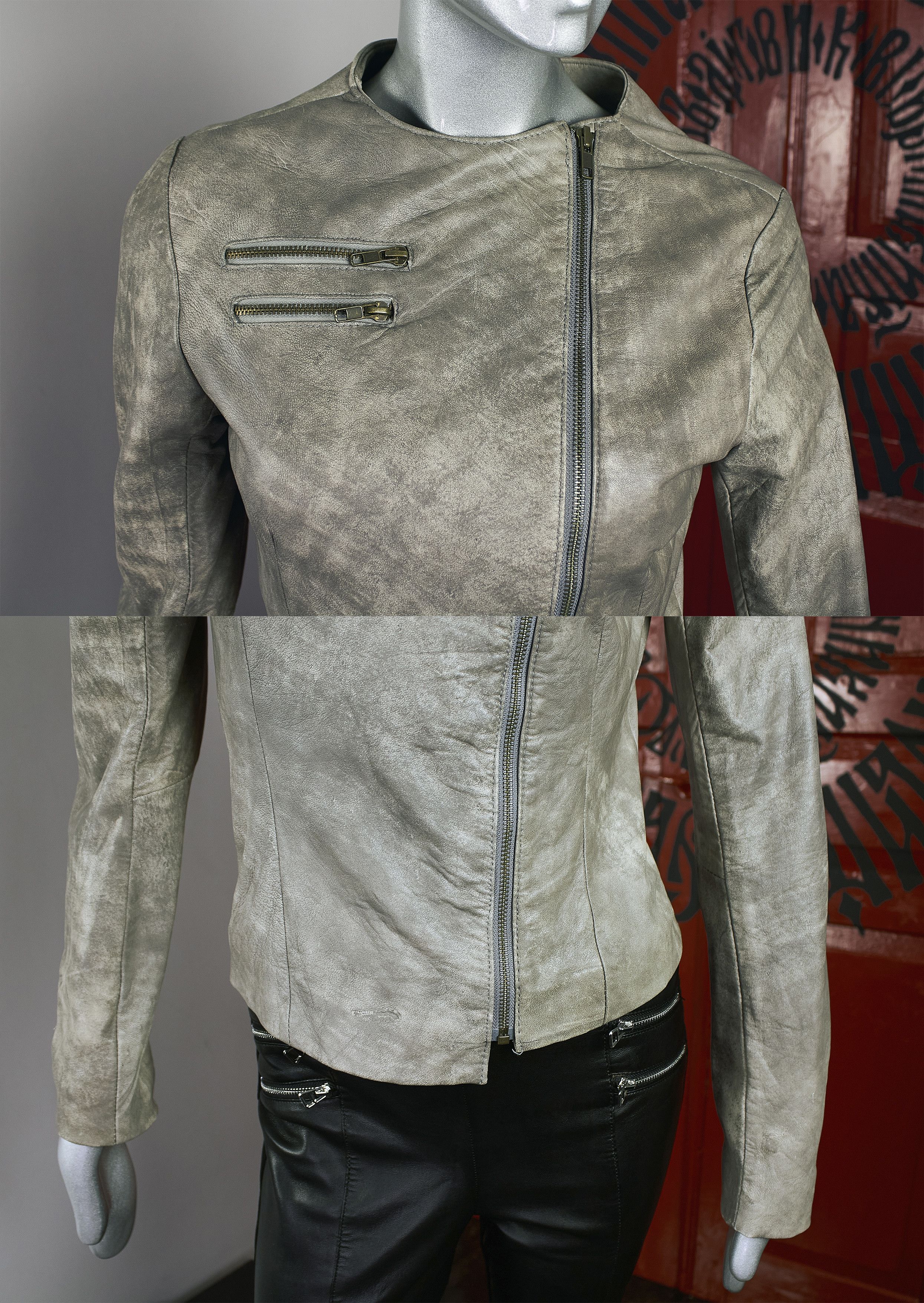 Vintage Vintage Gray Leather Motorcycle Biker Jacket Heeli Size XS / US 0-2 / IT 36-38 - 9 Thumbnail