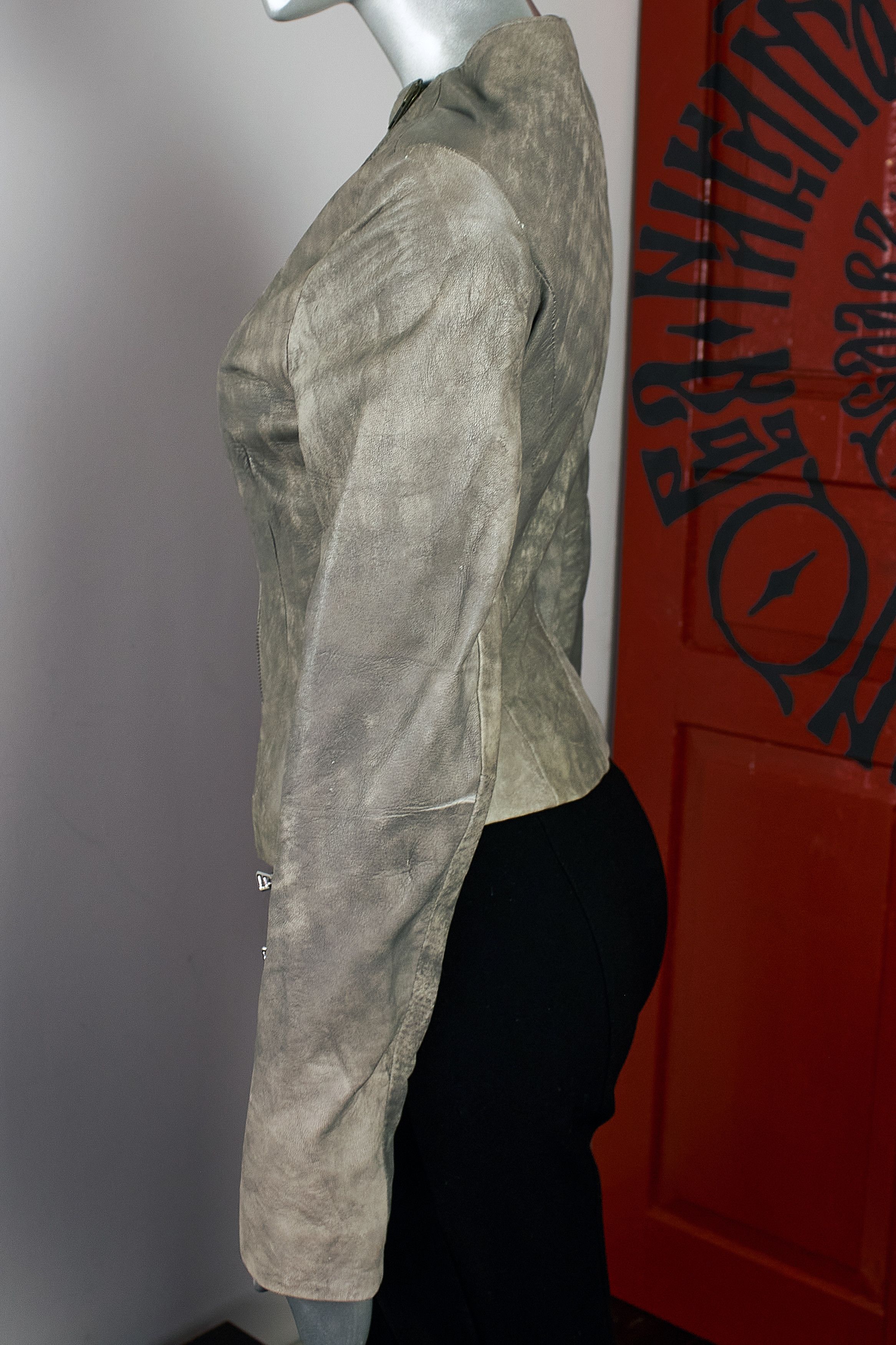 Vintage Vintage Gray Leather Motorcycle Biker Jacket Heeli Size XS / US 0-2 / IT 36-38 - 6 Thumbnail