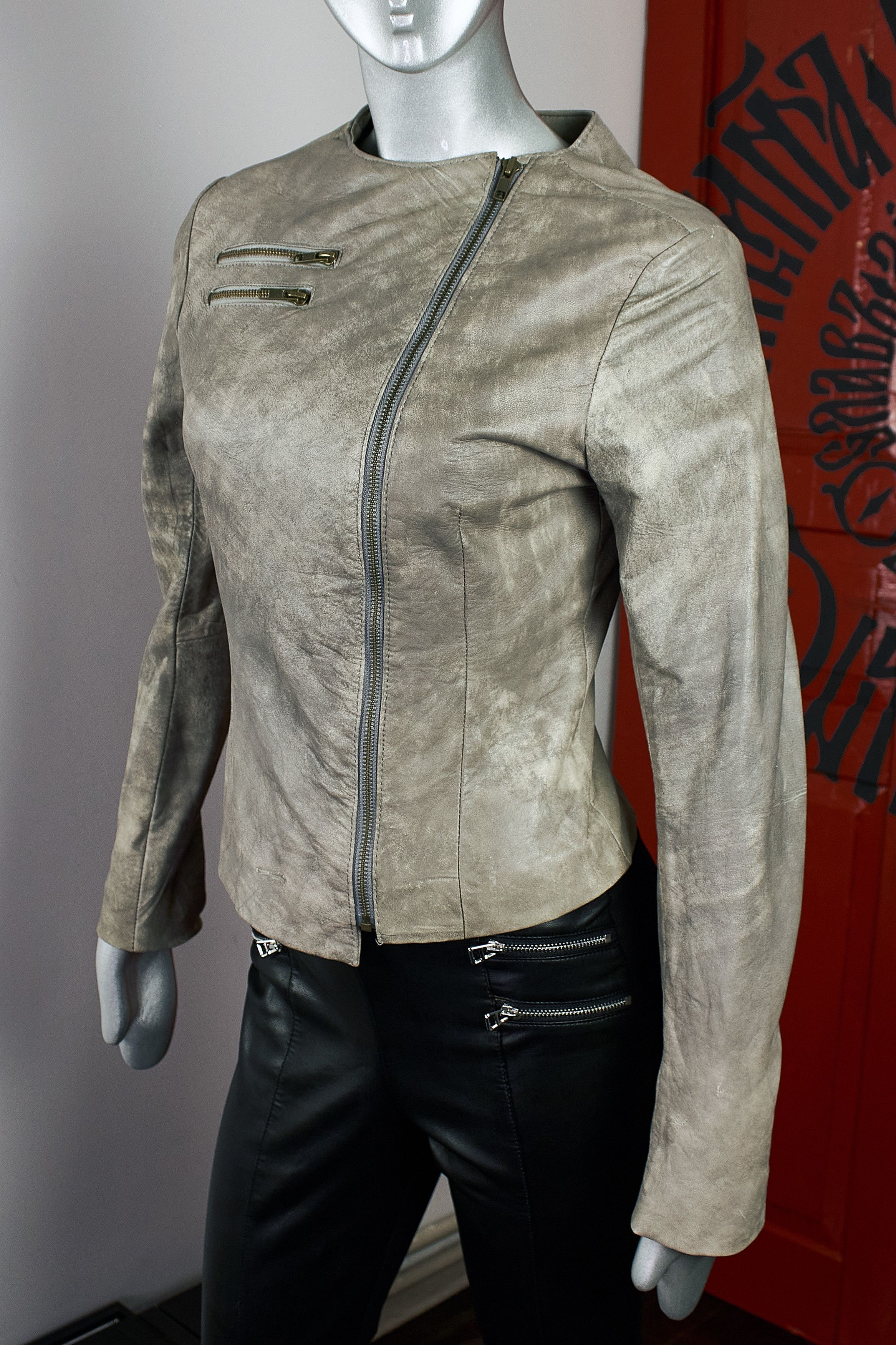 Vintage Vintage Gray Leather Motorcycle Biker Jacket Heeli Size XS / US 0-2 / IT 36-38 - 5 Thumbnail