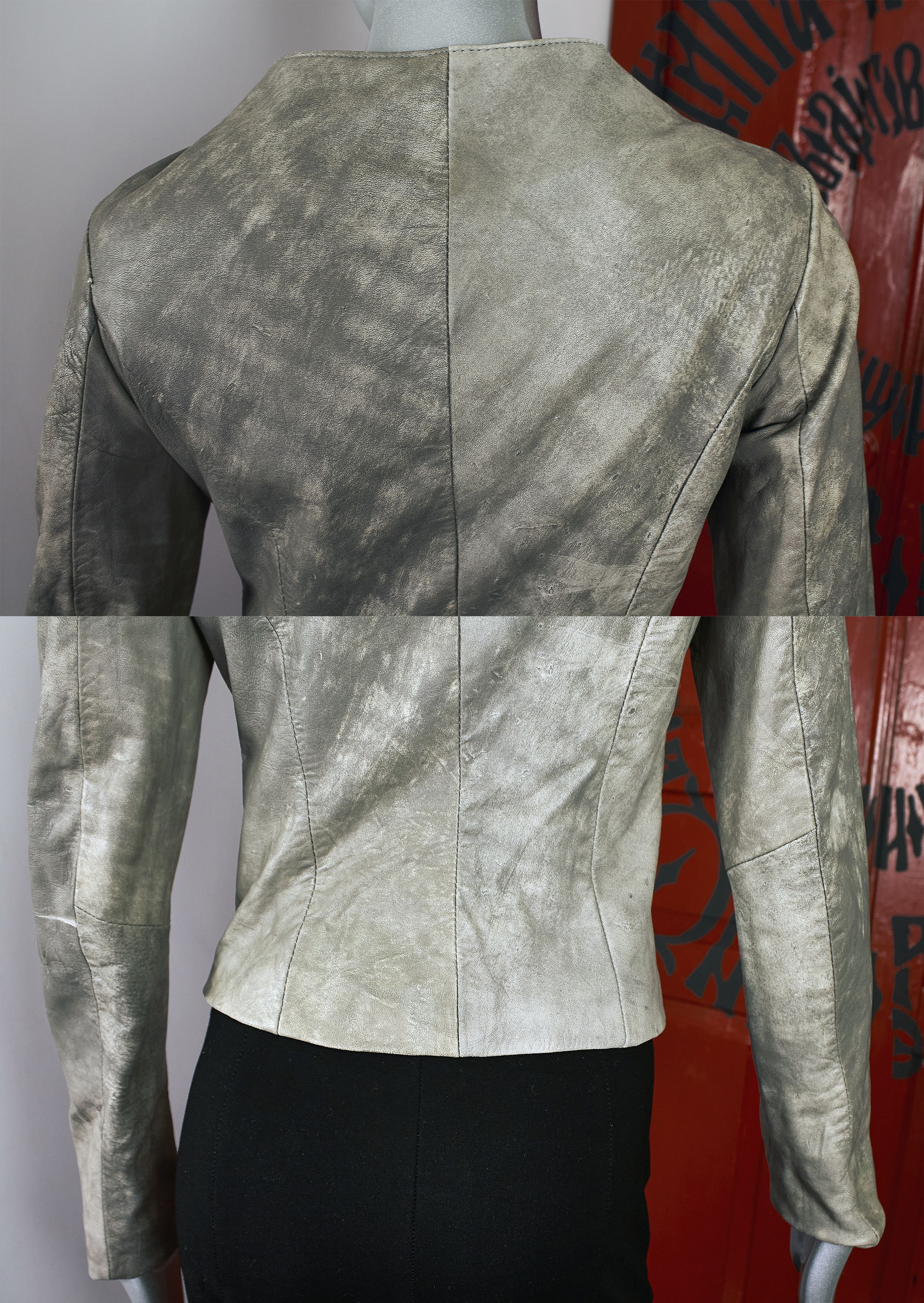 Vintage Vintage Gray Leather Motorcycle Biker Jacket Heeli Size XS / US 0-2 / IT 36-38 - 10 Thumbnail