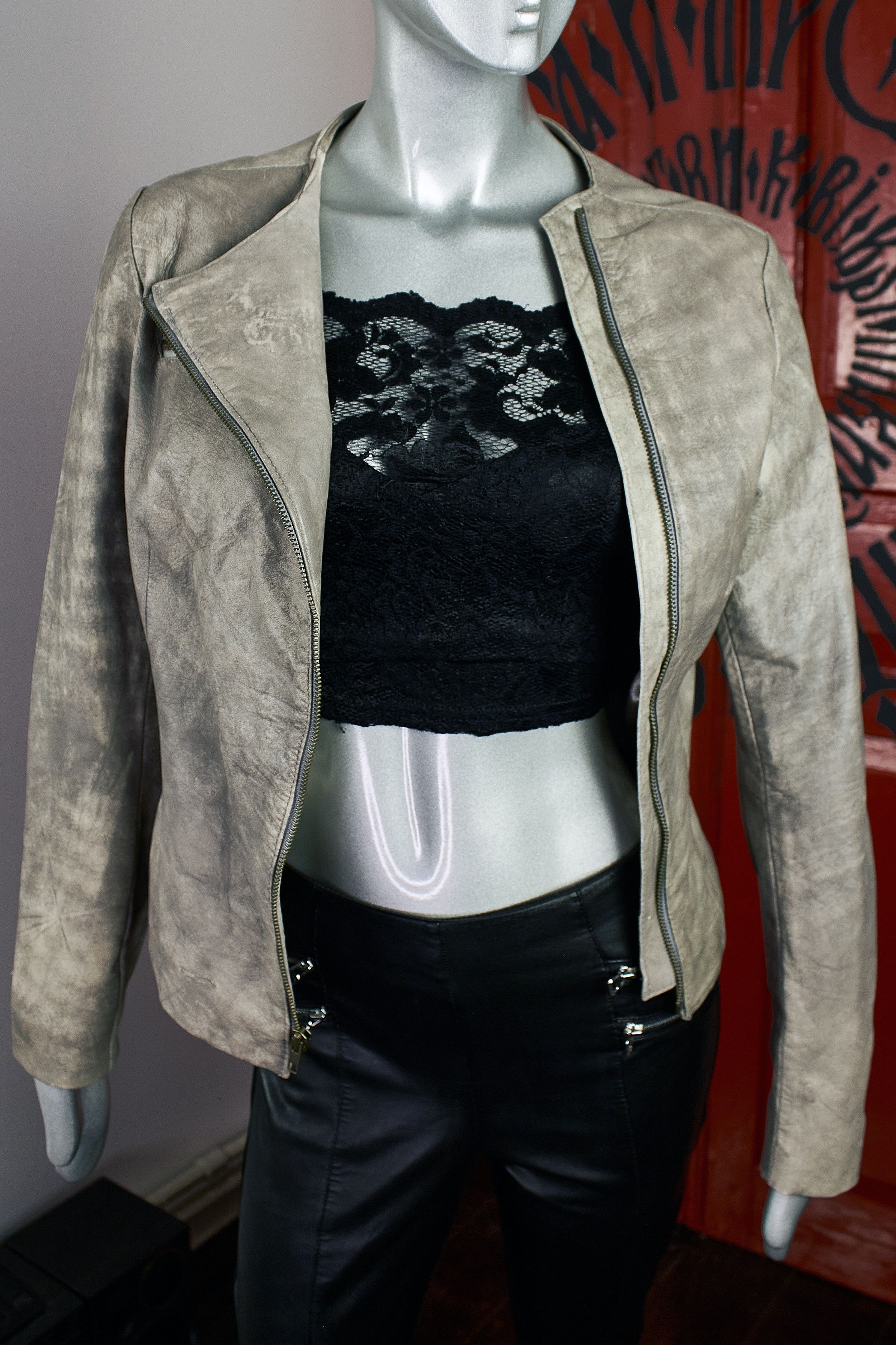 Vintage Vintage Gray Leather Motorcycle Biker Jacket Heeli Size XS / US 0-2 / IT 36-38 - 4 Thumbnail