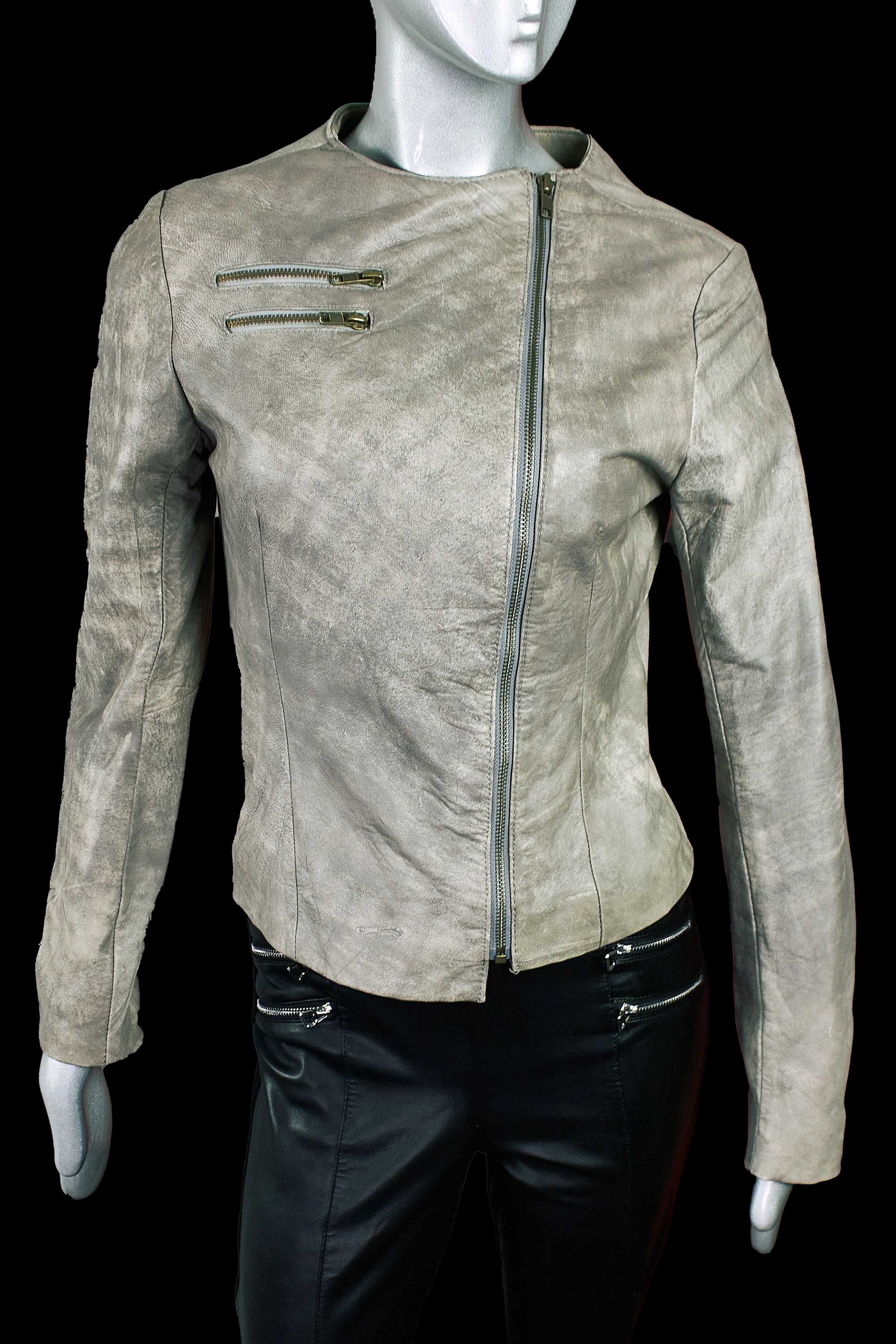 Vintage Vintage Gray Leather Motorcycle Biker Jacket Heeli Size XS / US 0-2 / IT 36-38 - 3 Thumbnail