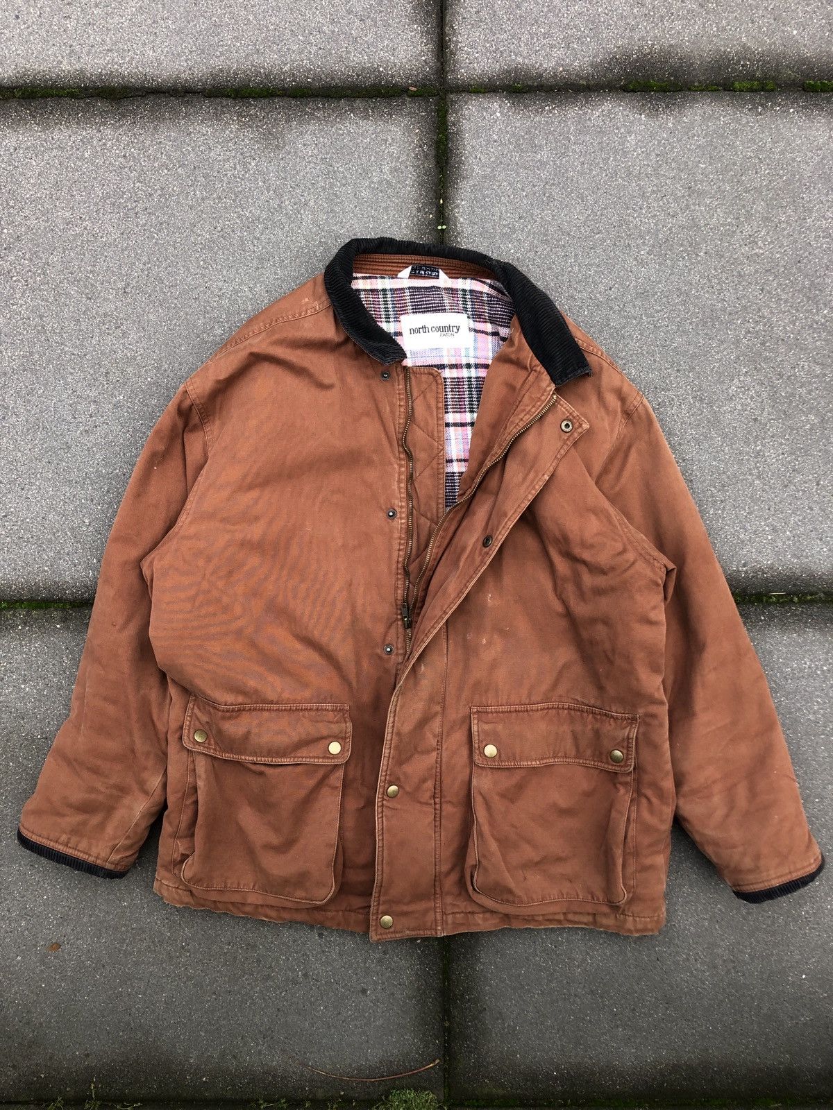 Vintage Vintage plaid lining corduroy collar duck canvas work jacket Size US XL / EU 56 / 4 - 3 Thumbnail