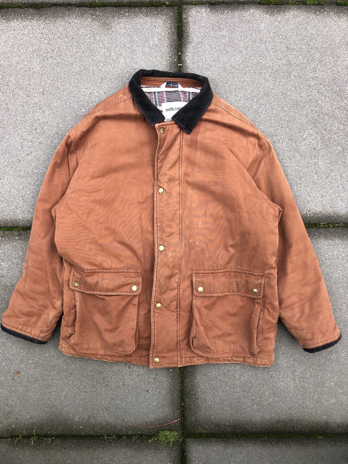 Vintage Vintage plaid lining corduroy collar duck canvas work jacket Size US XL / EU 56 / 4 - 1 Thumbnail