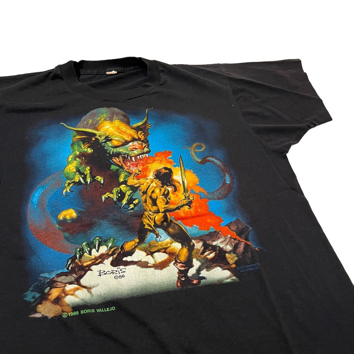 Vintage 1986 Boris Vallejo Dragon Slayer Tee Size US L / EU 52-54 / 3 - 2 Thumbnail