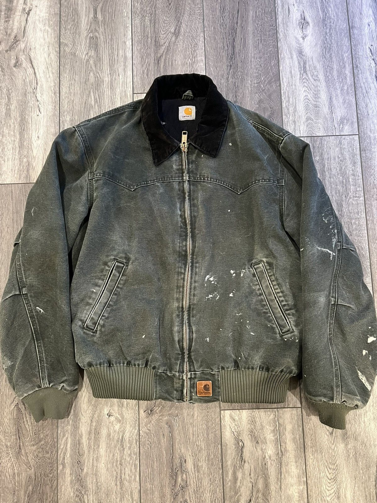 Vintage Vintage Carhartt Detroit Jacket Distressed and Paint | Grailed