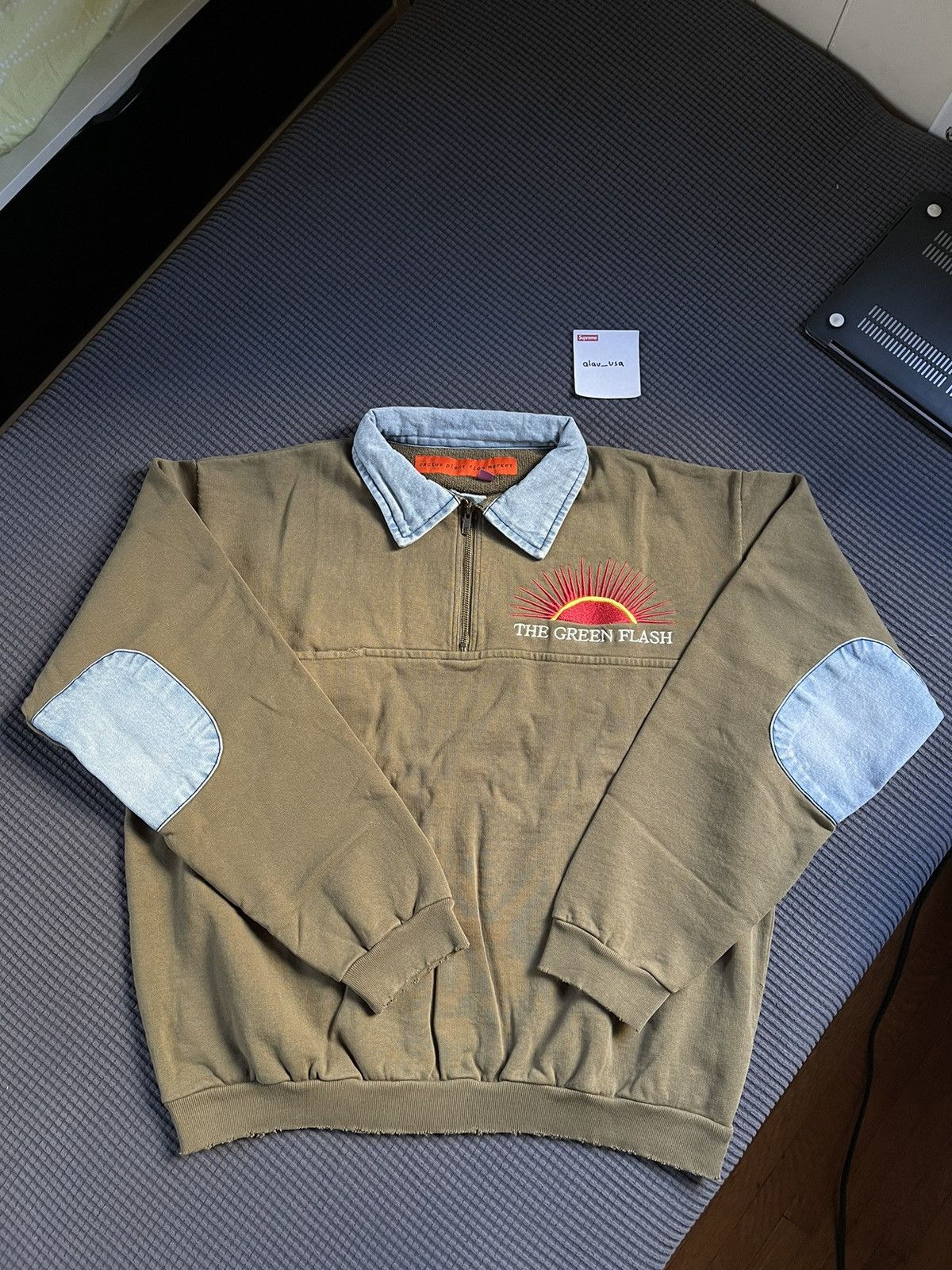 Cactus Plant Flea Market Green Flash Denim Half Zip Fleece