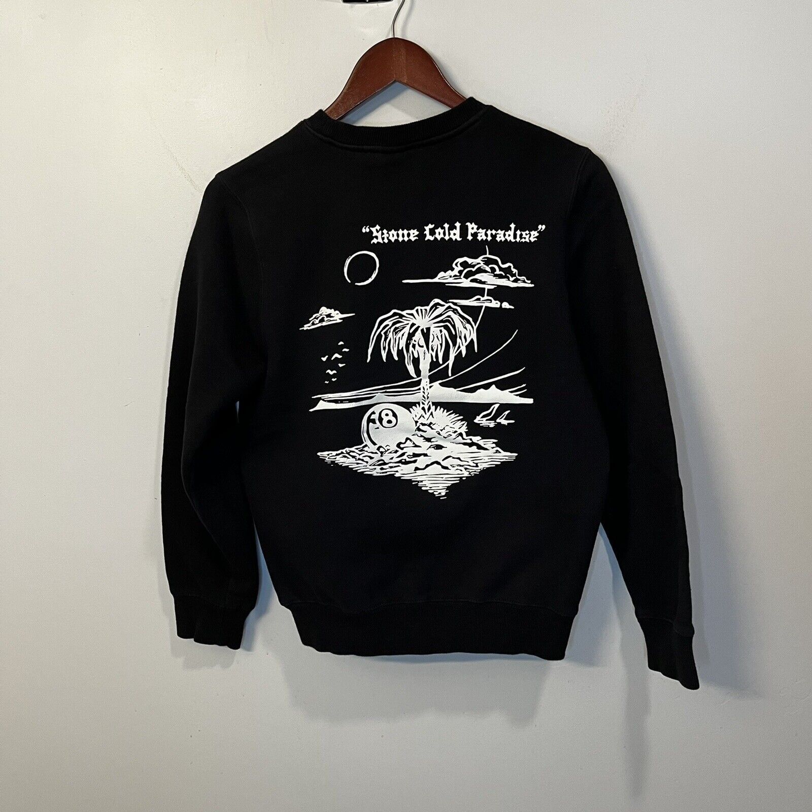 Stussy Jamaica Stone Cold Paradise Crewneck Sweatshirt Black