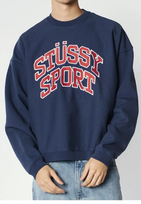 Stussy STUSSY SPORT RELAXED OVERSIZED CREW NAVY | Grailed