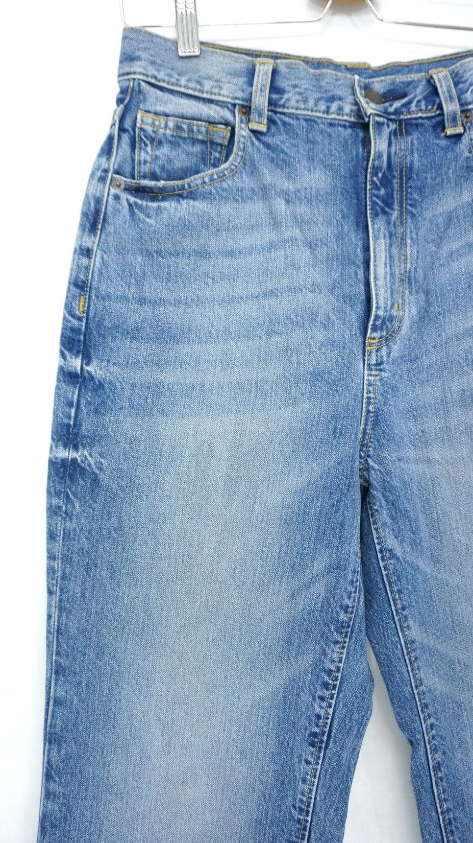 Japanese Brand GU Japan High Waisted Frayed Released Hem Unisex Jeans Size US 28 / EU 44 - 3 Thumbnail