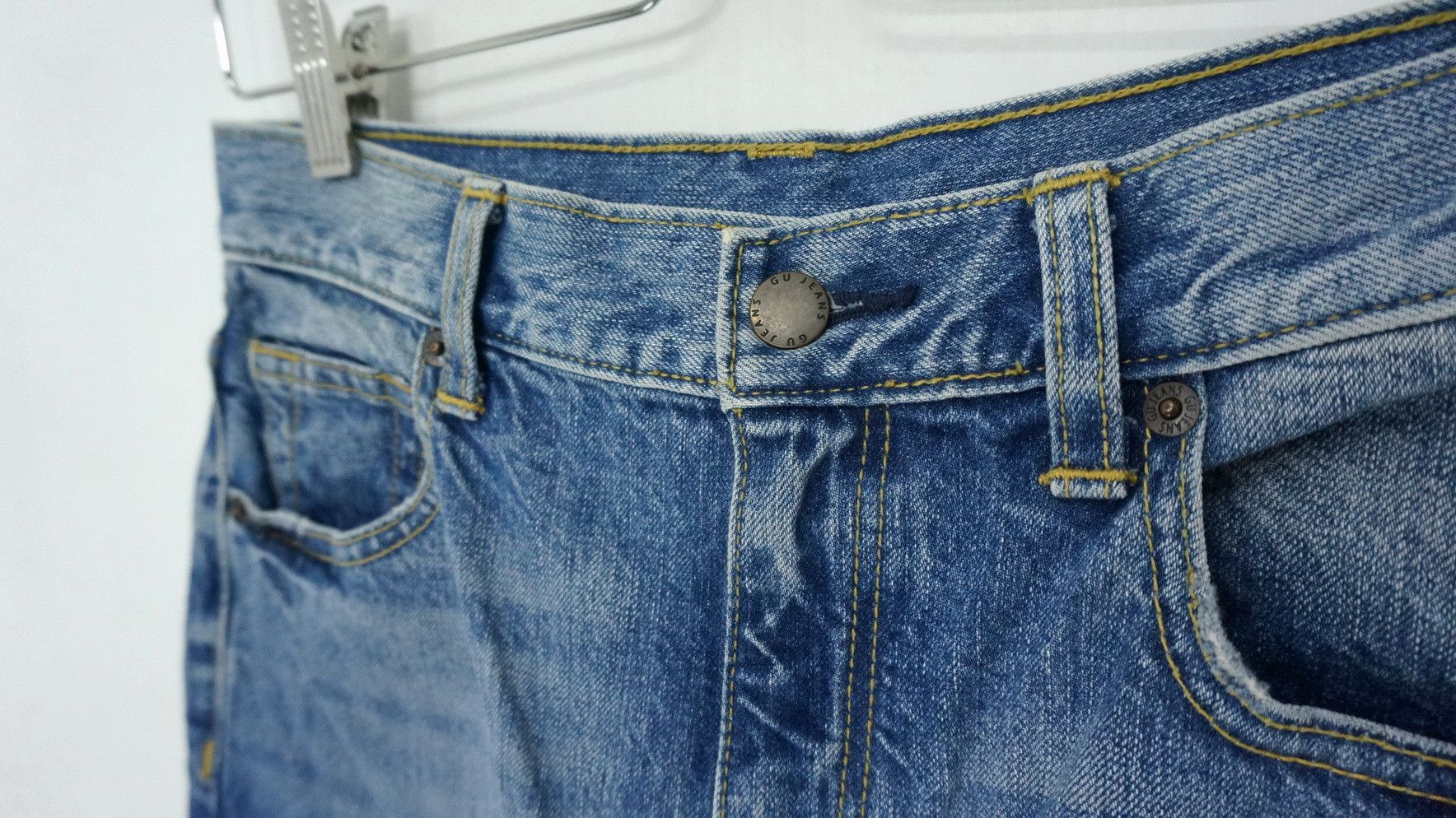 Japanese Brand GU Japan High Waisted Frayed Released Hem Unisex Jeans Size US 28 / EU 44 - 7 Thumbnail
