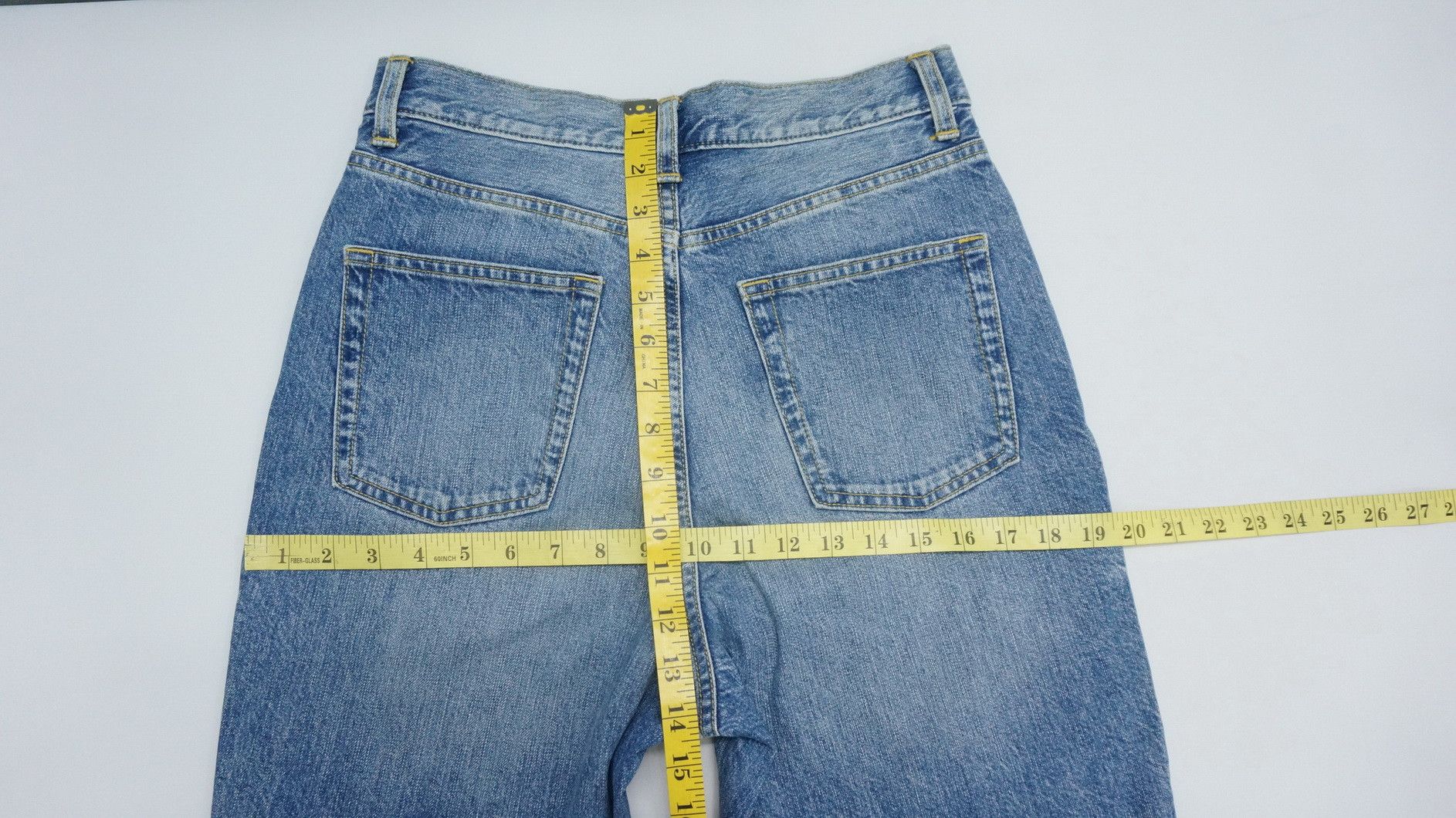 Japanese Brand GU Japan High Waisted Frayed Released Hem Unisex Jeans Size US 28 / EU 44 - 14 Thumbnail