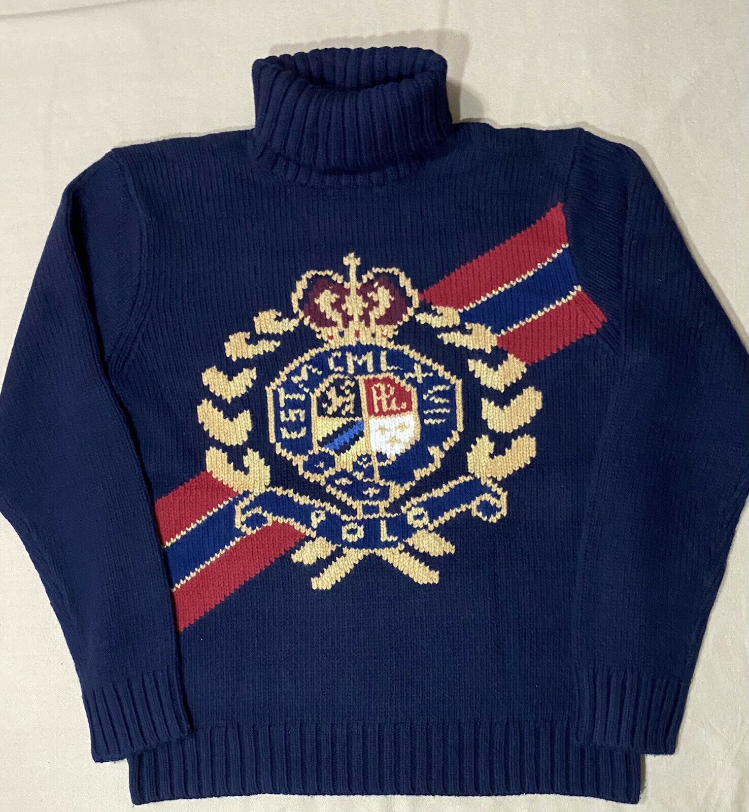 image of Polo Ralph Laurent Blue Retro Crest Turtleneck Size Xxl, Men's