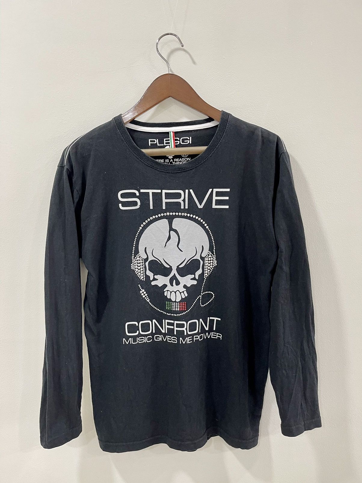 Japanese Brand × Vintage VINTAGE PLEGGI JAPANESE BRAND BIG SKULL MUSIC GIVES ME POWER Size US S / EU 44-46 / 1 - 2 Thumbnail