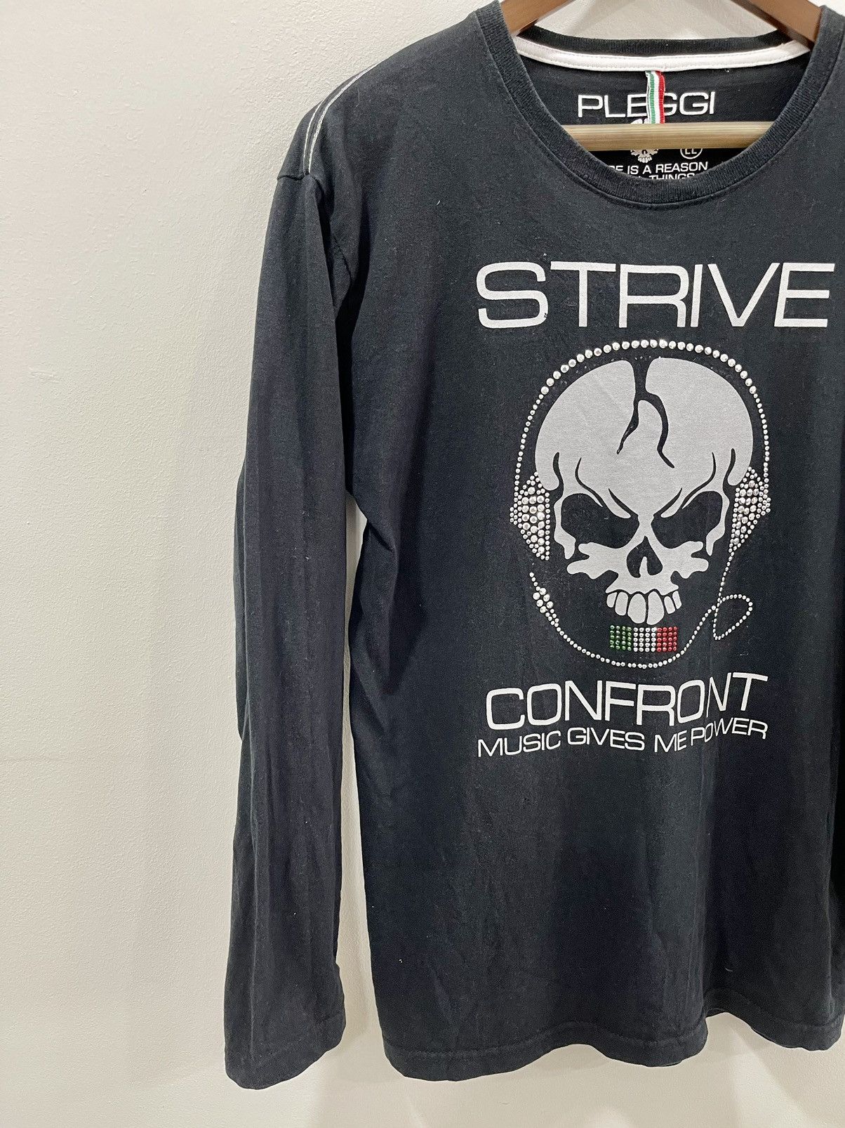 Japanese Brand × Vintage VINTAGE PLEGGI JAPANESE BRAND BIG SKULL MUSIC GIVES ME POWER Size US S / EU 44-46 / 1 - 3 Thumbnail