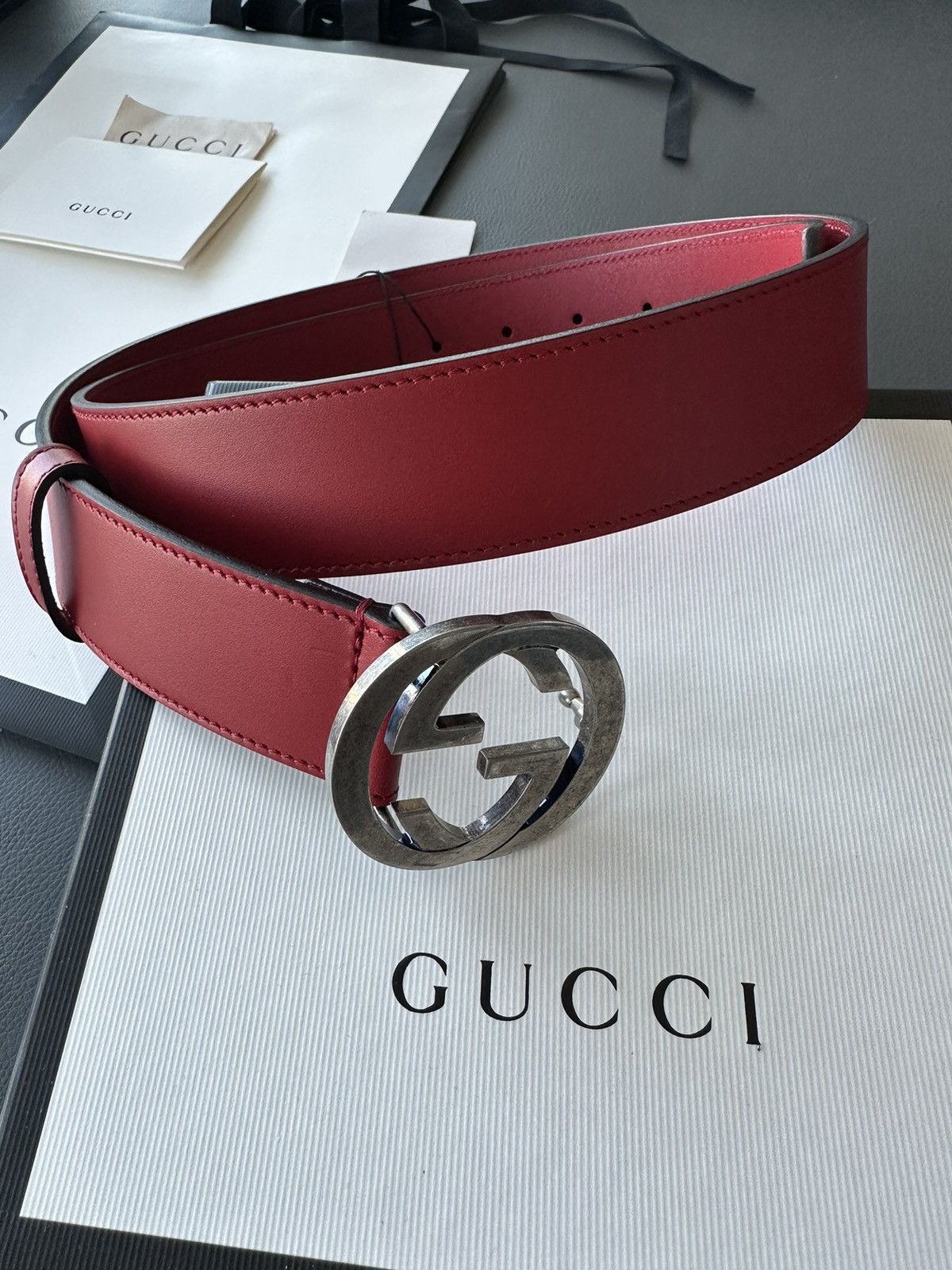 Gucci Super Runway Brand New GG Gucci Leather Belt 95cm Size 32 - 15 Thumbnail