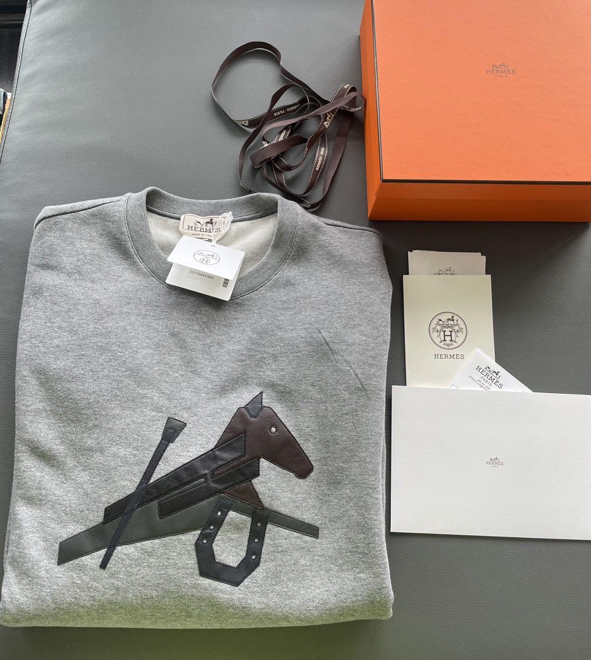 Hermes Super Runway Hermes Leather Crewneck Shirt Brand New Size US L / EU 52-54 / 3 - 15 Thumbnail
