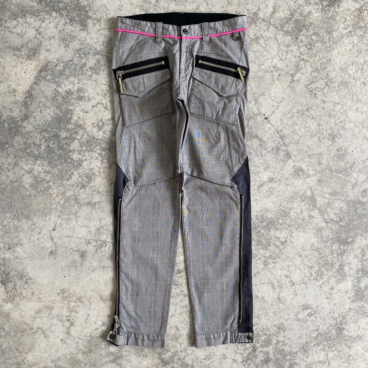 Designer PPFM Checkered Zipped Bondage Pants Size US 31 - 1 Thumbnail