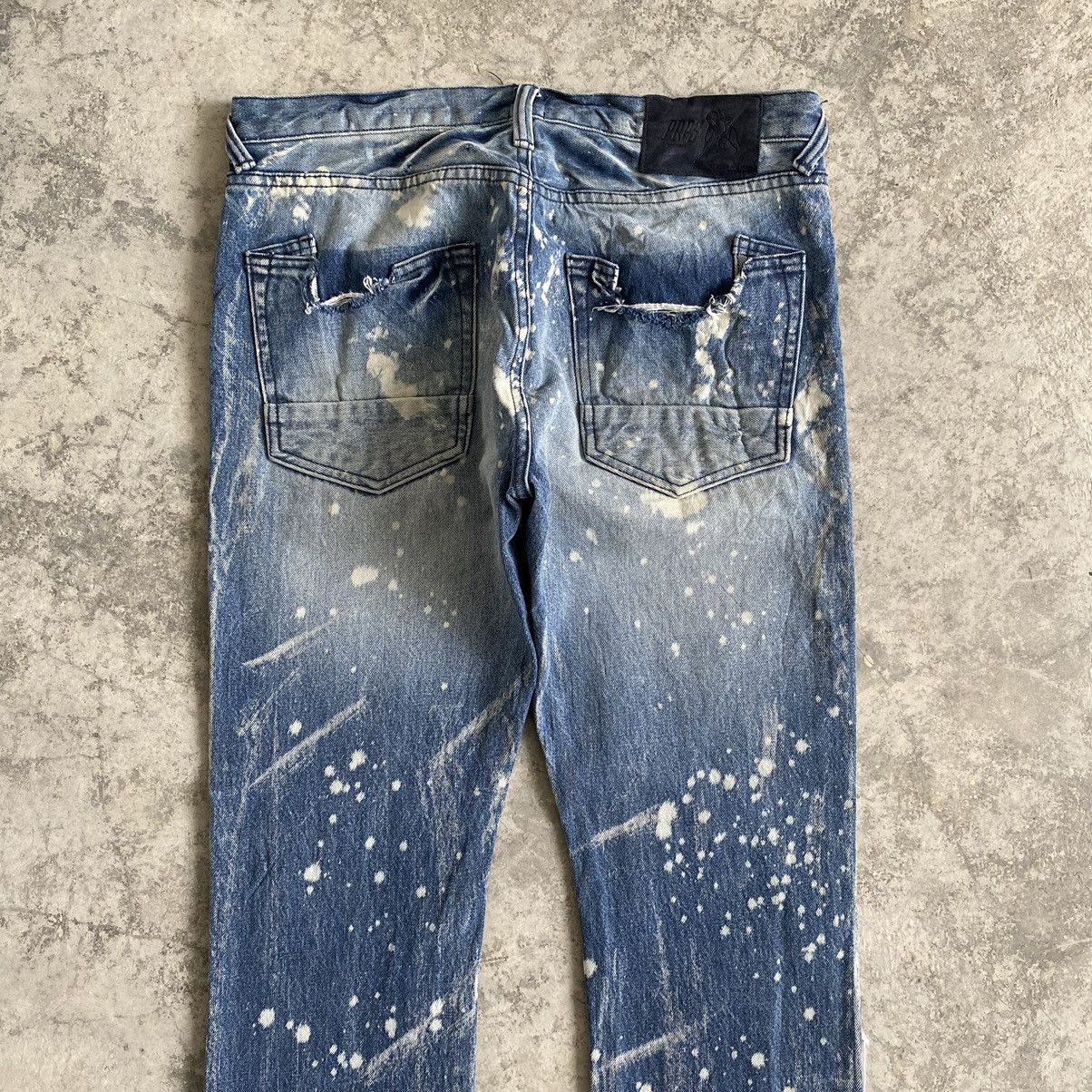 PRPS Knee Blowout Distressed Bleached Slim Fit Jeans
