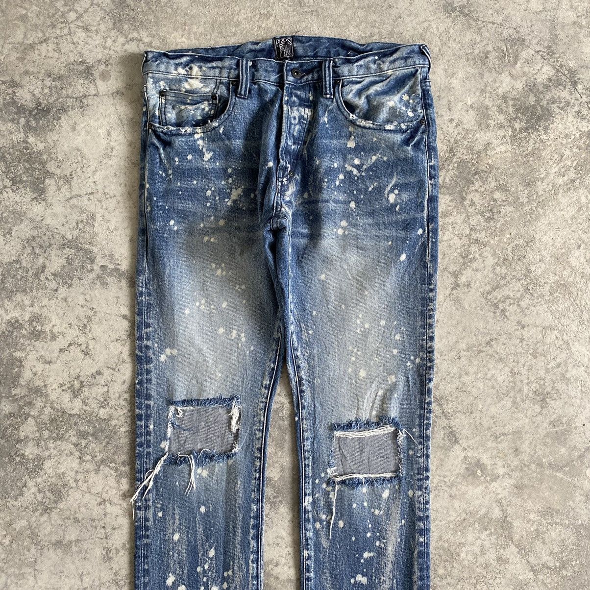 PRPS Knee Blowout Distressed Bleached Slim Fit Jeans