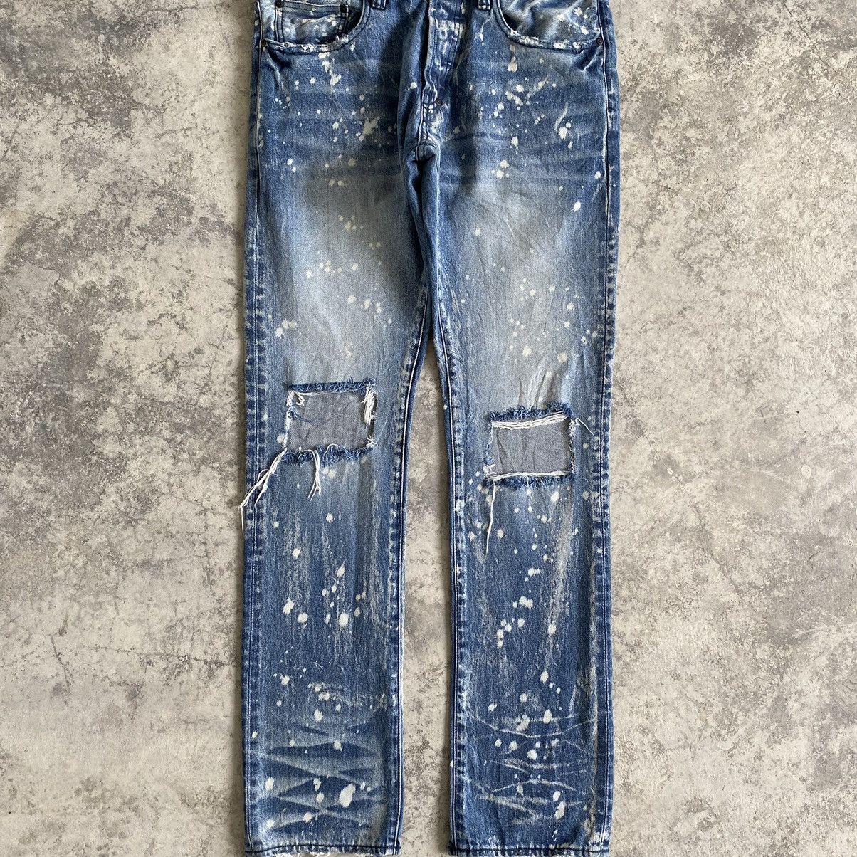 PRPS Knee Blowout Distressed Bleached Slim Fit Jeans