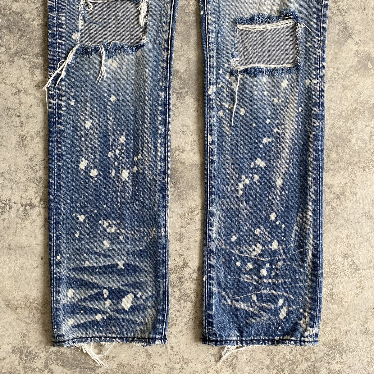 PRPS Knee Blowout Distressed Bleached Slim Fit Jeans
