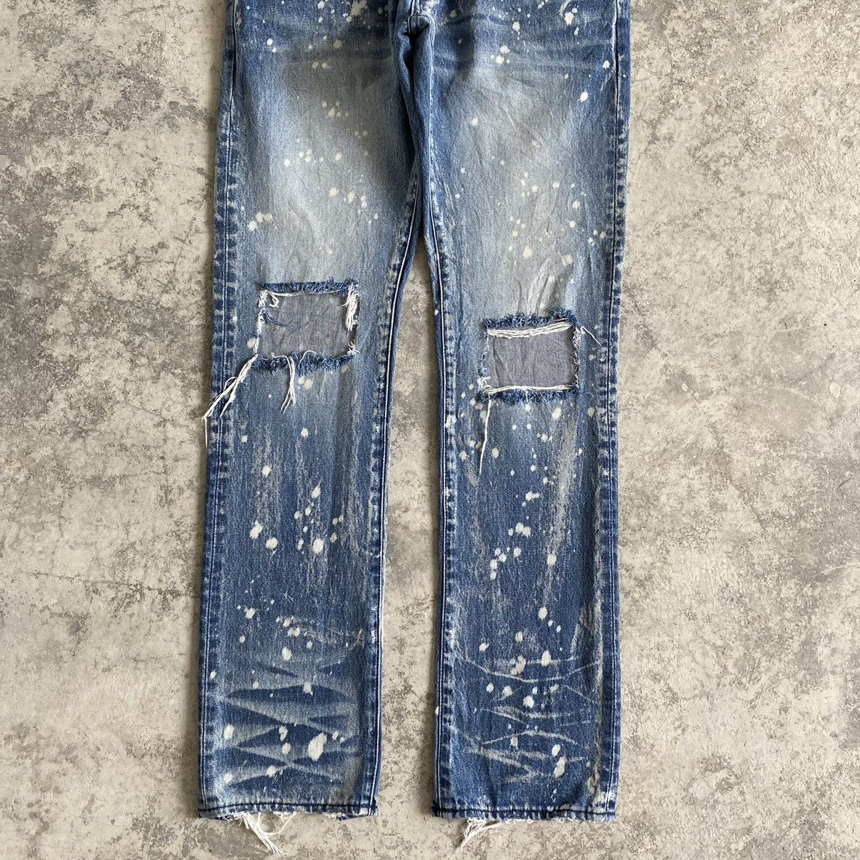 PRPS Knee Blowout Distressed Bleached Slim Fit Jeans