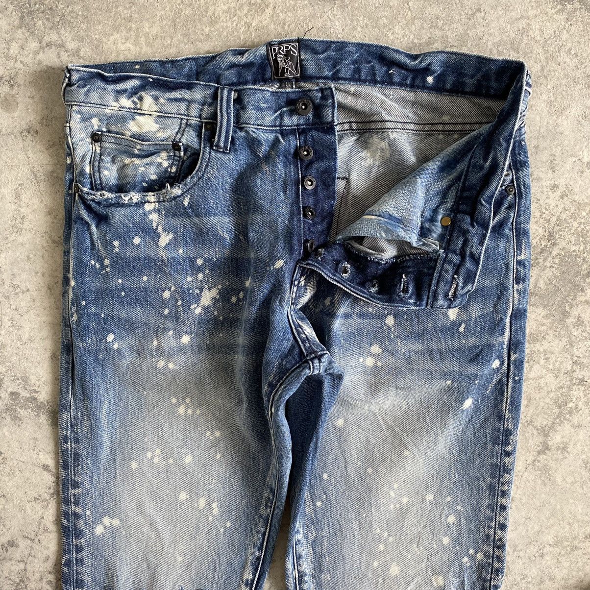 PRPS Knee Blowout Distressed Bleached Slim Fit Jeans