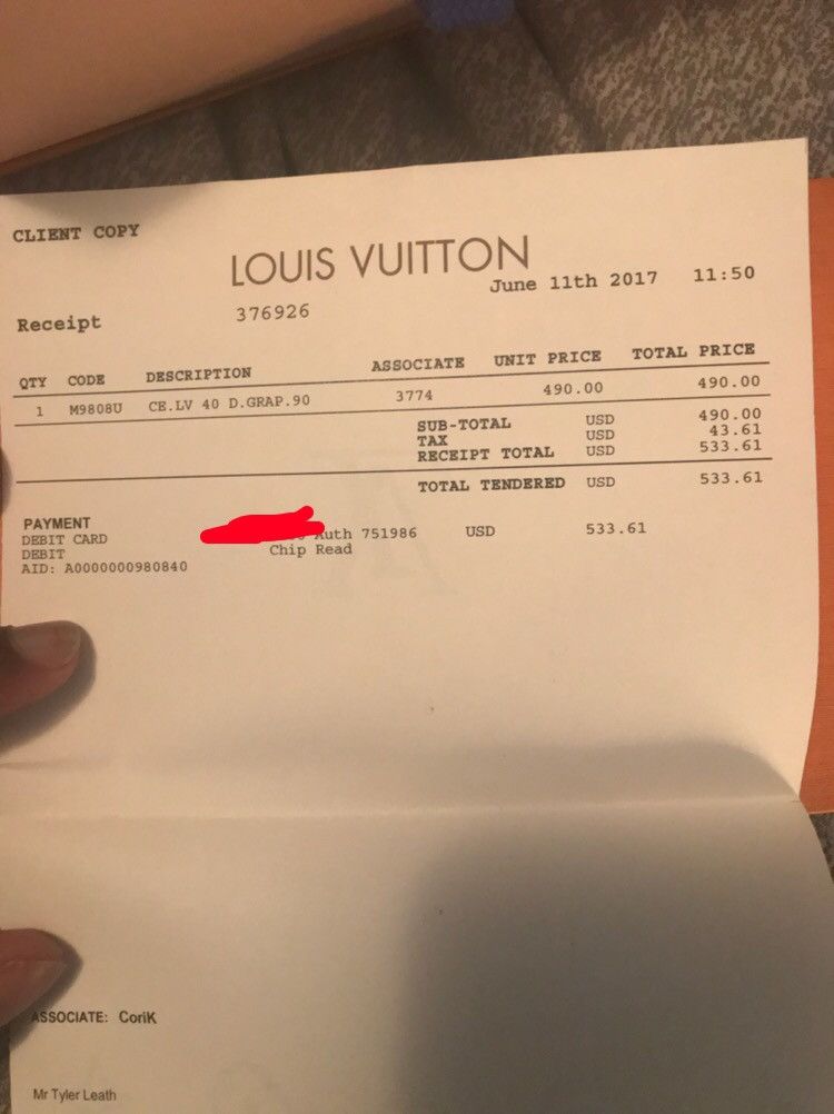 Louis vuitton belt receipt hotsell