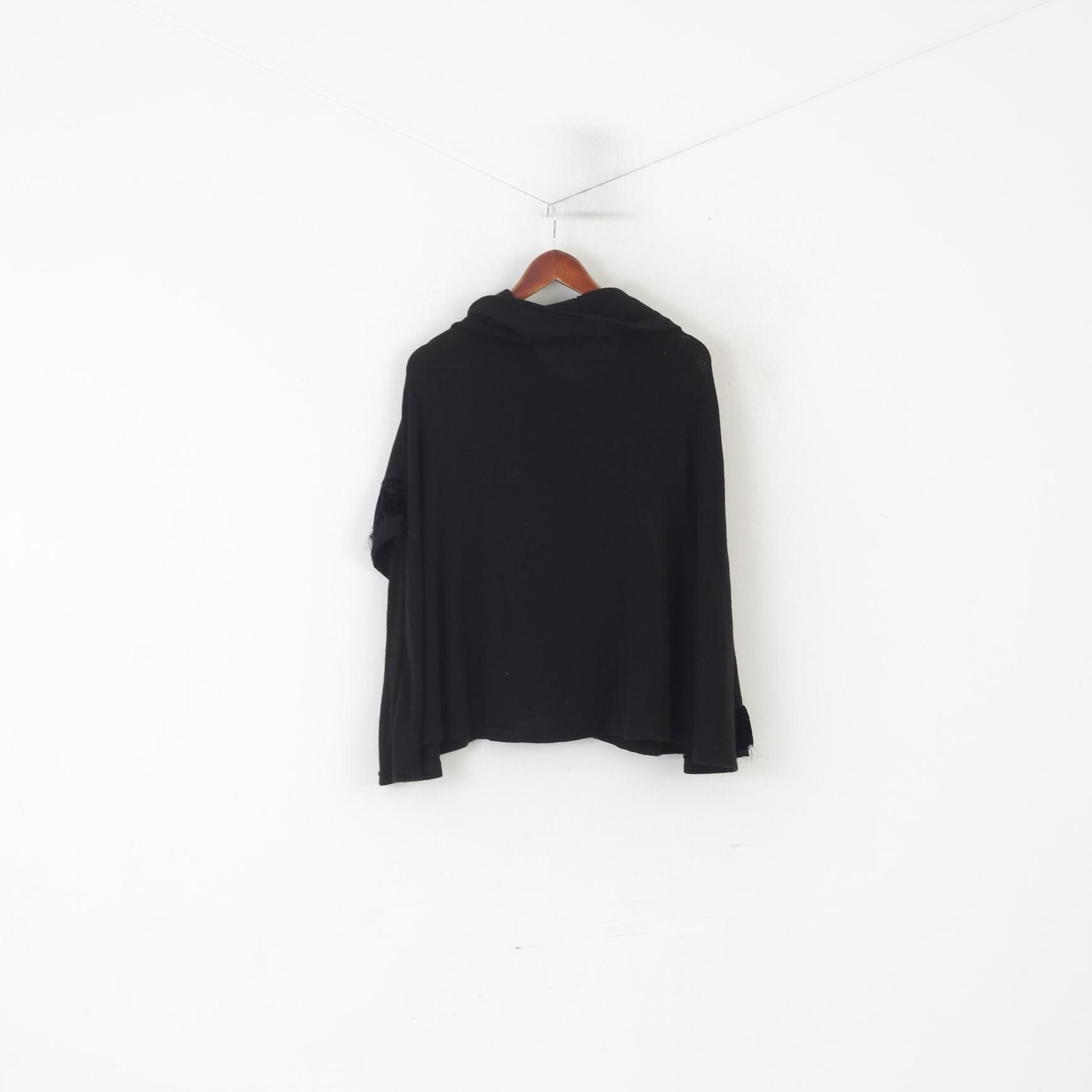 Vintage Made in Italy Women S Poncho Black Cotton Cape 1371 Size S / US 4 / IT 40 - 6 Thumbnail