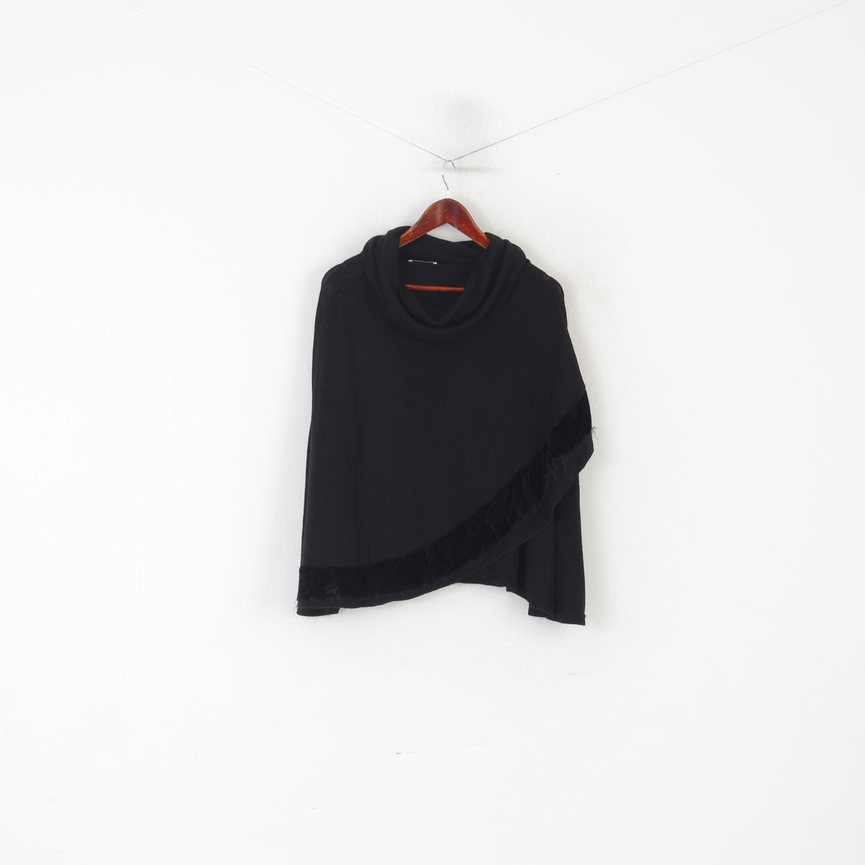 Vintage Made in Italy Women S Poncho Black Cotton Cape 1371 Size S / US 4 / IT 40 - 1 Thumbnail