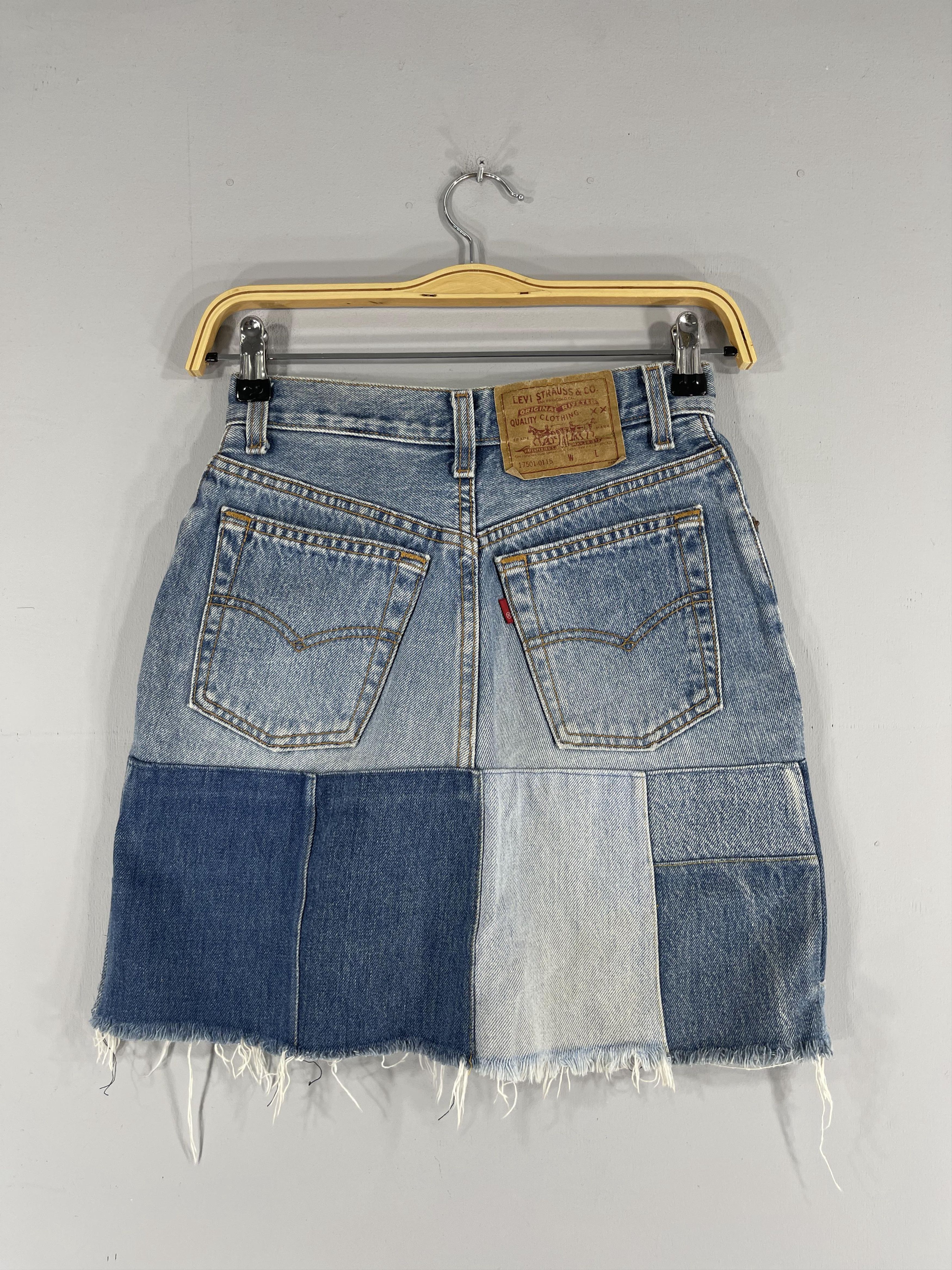 Vintage Levis 501 80s Usa Distressed Denim Custom Skirt