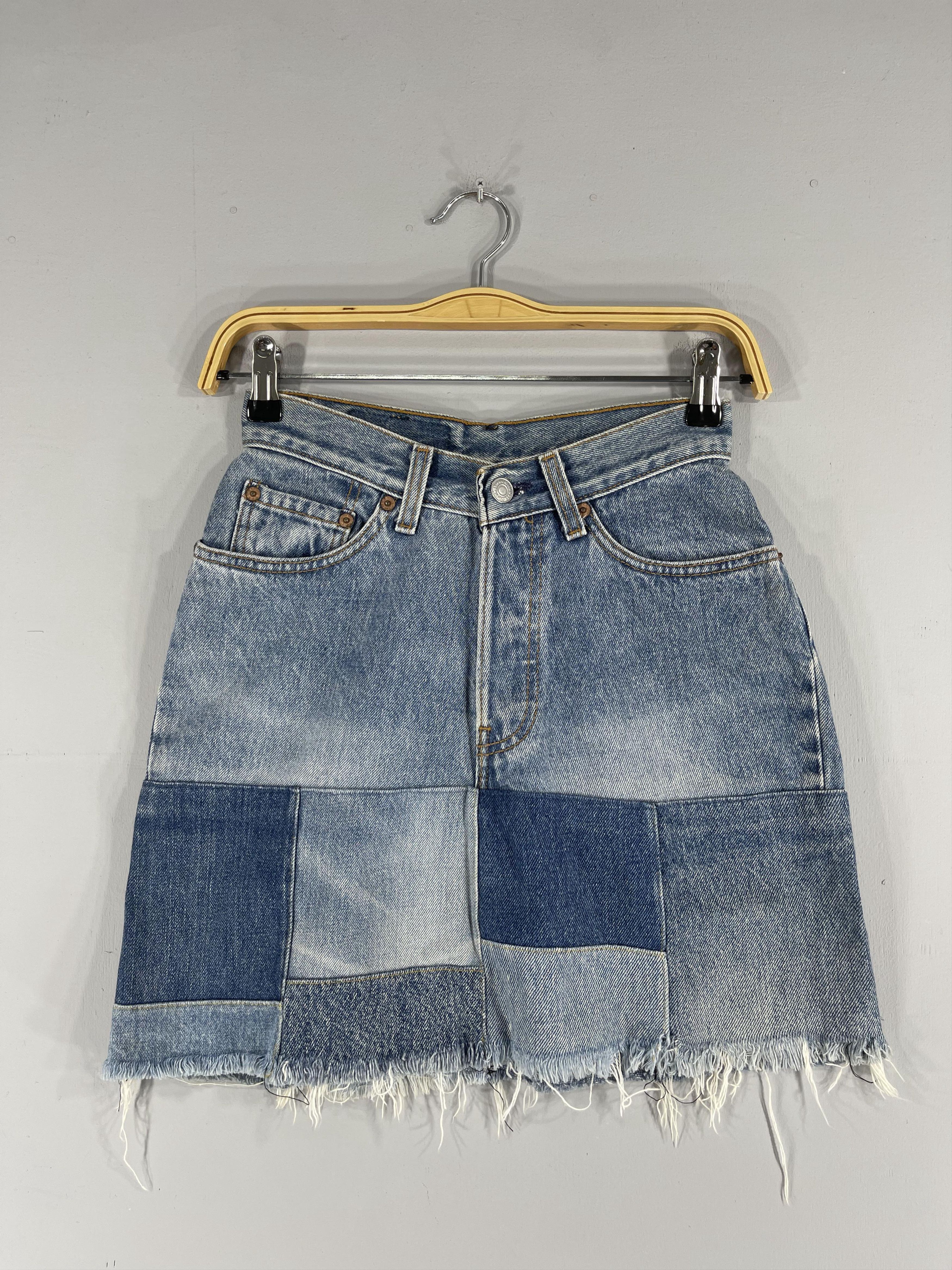 Vintage Levis 501 80s Usa Distressed Denim Custom Skirt